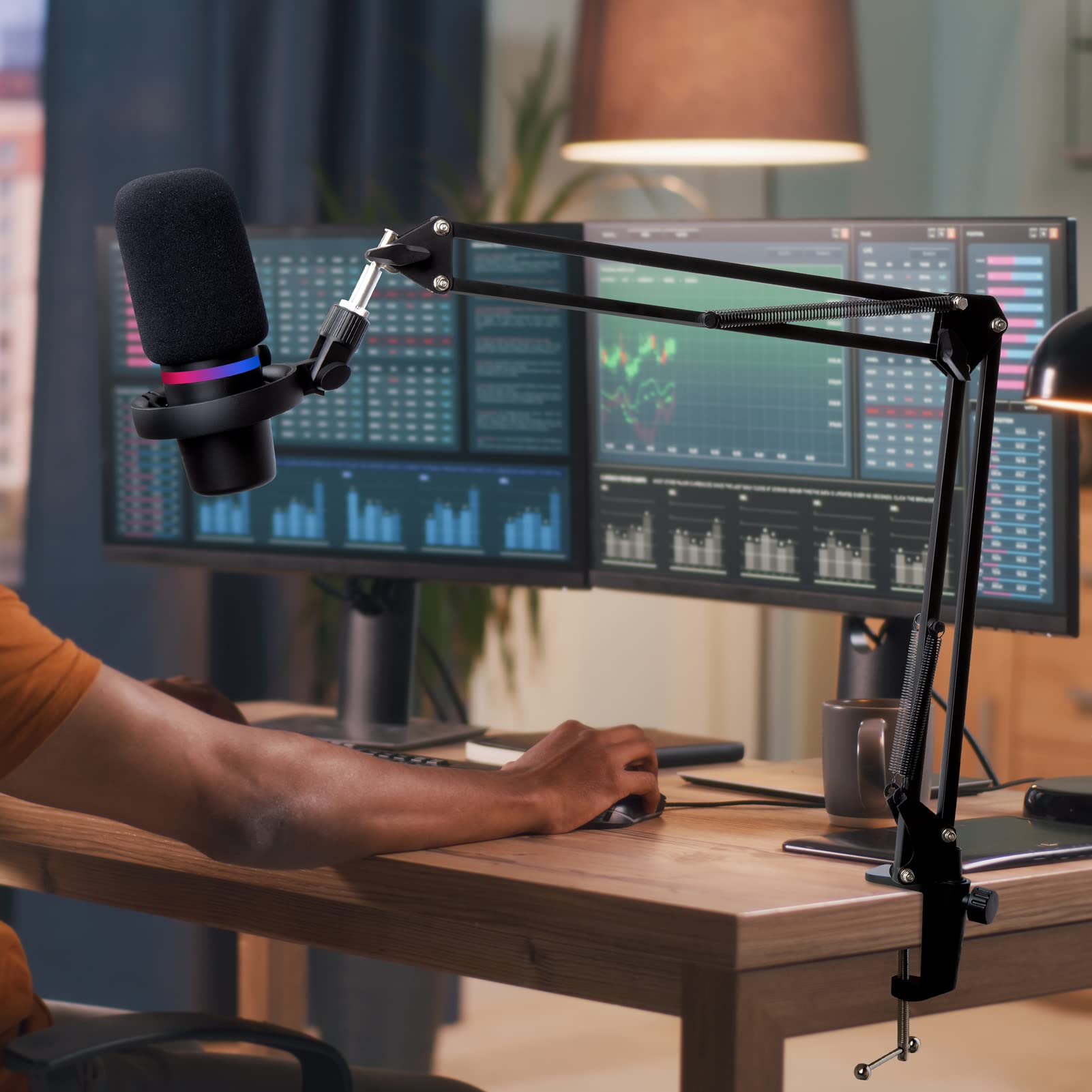 Mic Arm for HyperX DuoCast Microphone - Professional DuoCast Mic Boom Arm, Adjustable Scissor Mic Stand Compatible with HyperX D