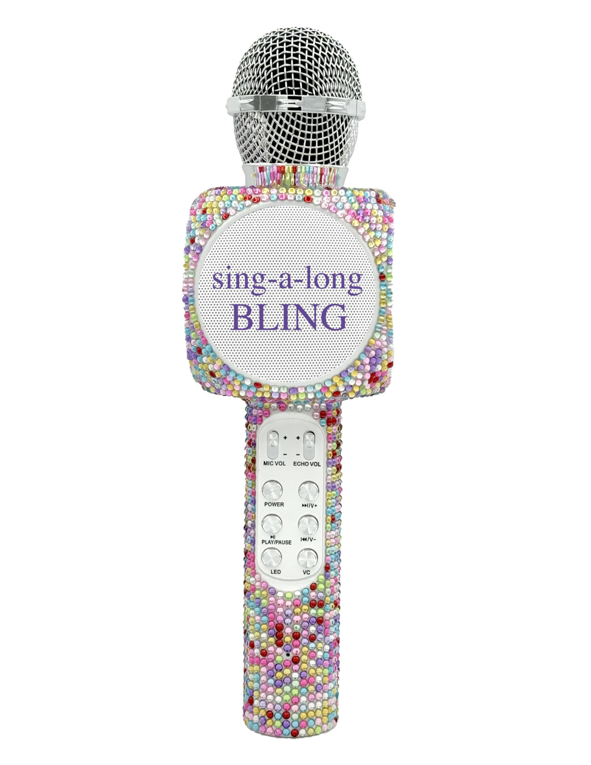 Wireless Express - Sing-Along Bling Bluetooth Karaoke Microphone And Bluetooth Stereo Speaker All-In-One (Confetti Bling)