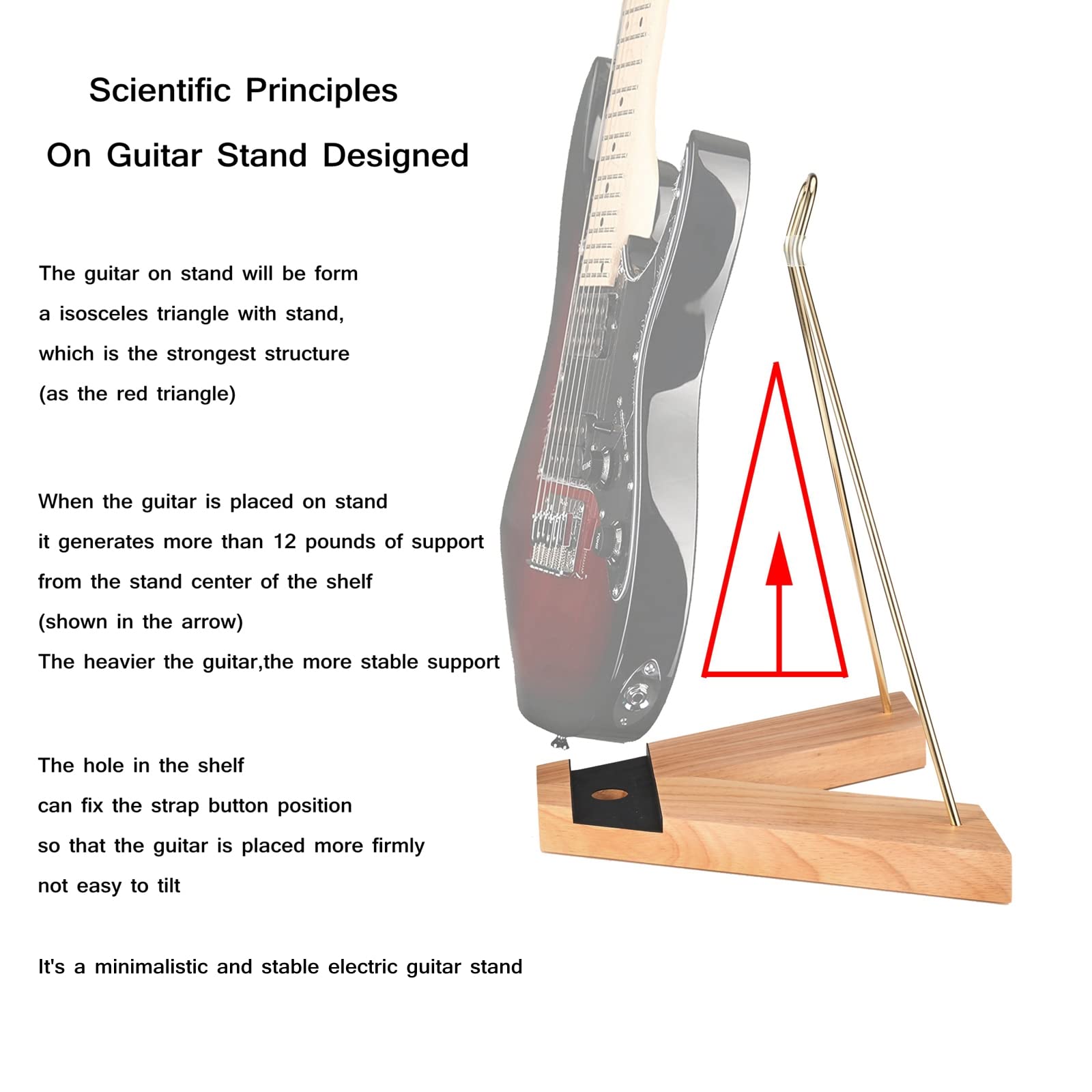 SUNYIN Electric Guitar Stand Bass Stand Wooden Floor Stand For Bass And Electric Guitar Minimalism Removable And Collapsible Oak