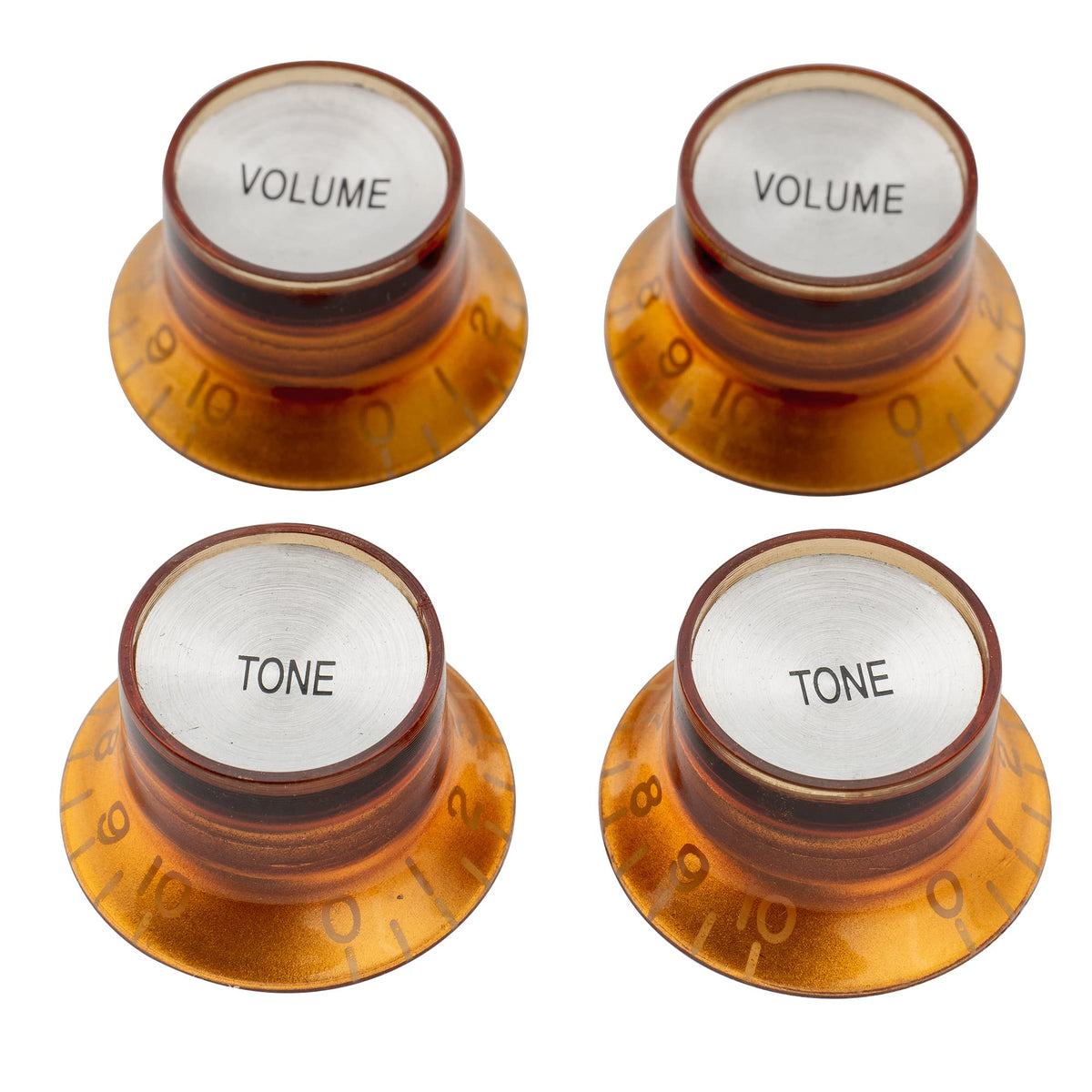 Musiclily Pro Metric Size Guitar Reflector Knobs Top Hat Bell 2 Volume 2 Tone Knobs Set For Epiphone Les Paul Sg Electric Guitar