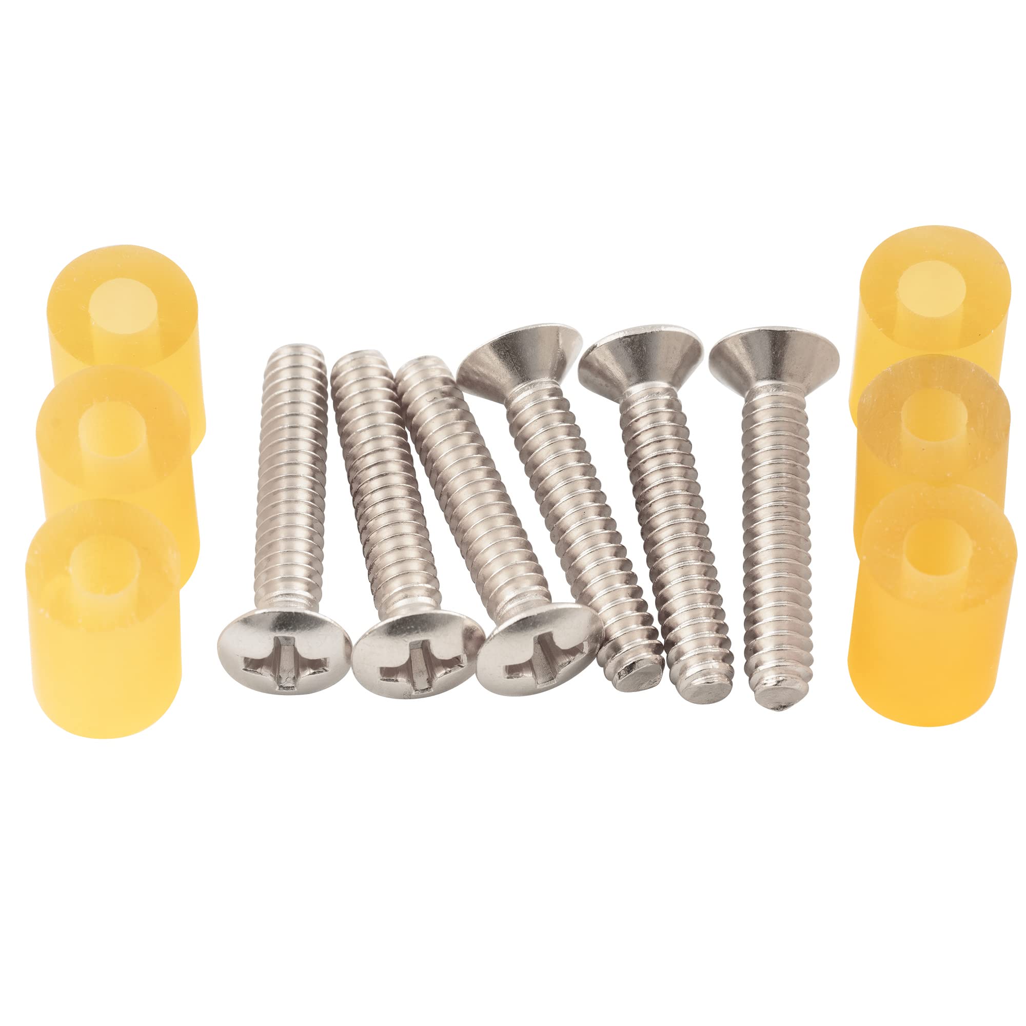 Musiclily Ultra UNC#6-32X3/4 Inch Stainless Steel Single Coil Pickup Mounting Screws and Rubber Tubing Set for USA/Mexico Fender