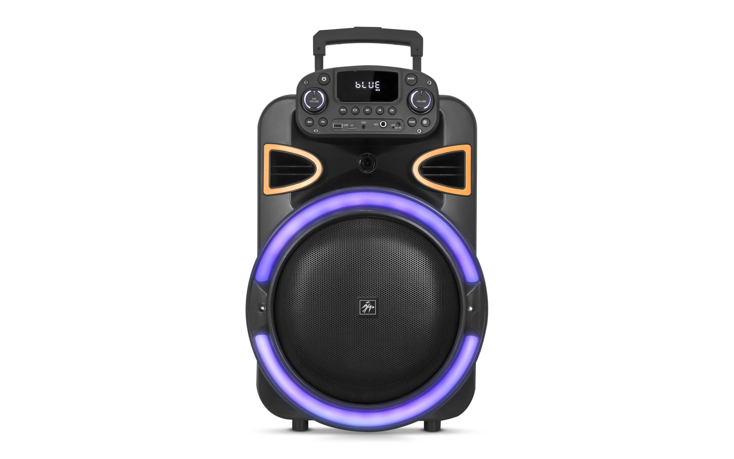 Fisher Bluetooth PA Stereo Speakers System-Karaoke Portable Wireless DJ, 15 80W Peak Power, Loud HD Sound & LED Lights, Recharge