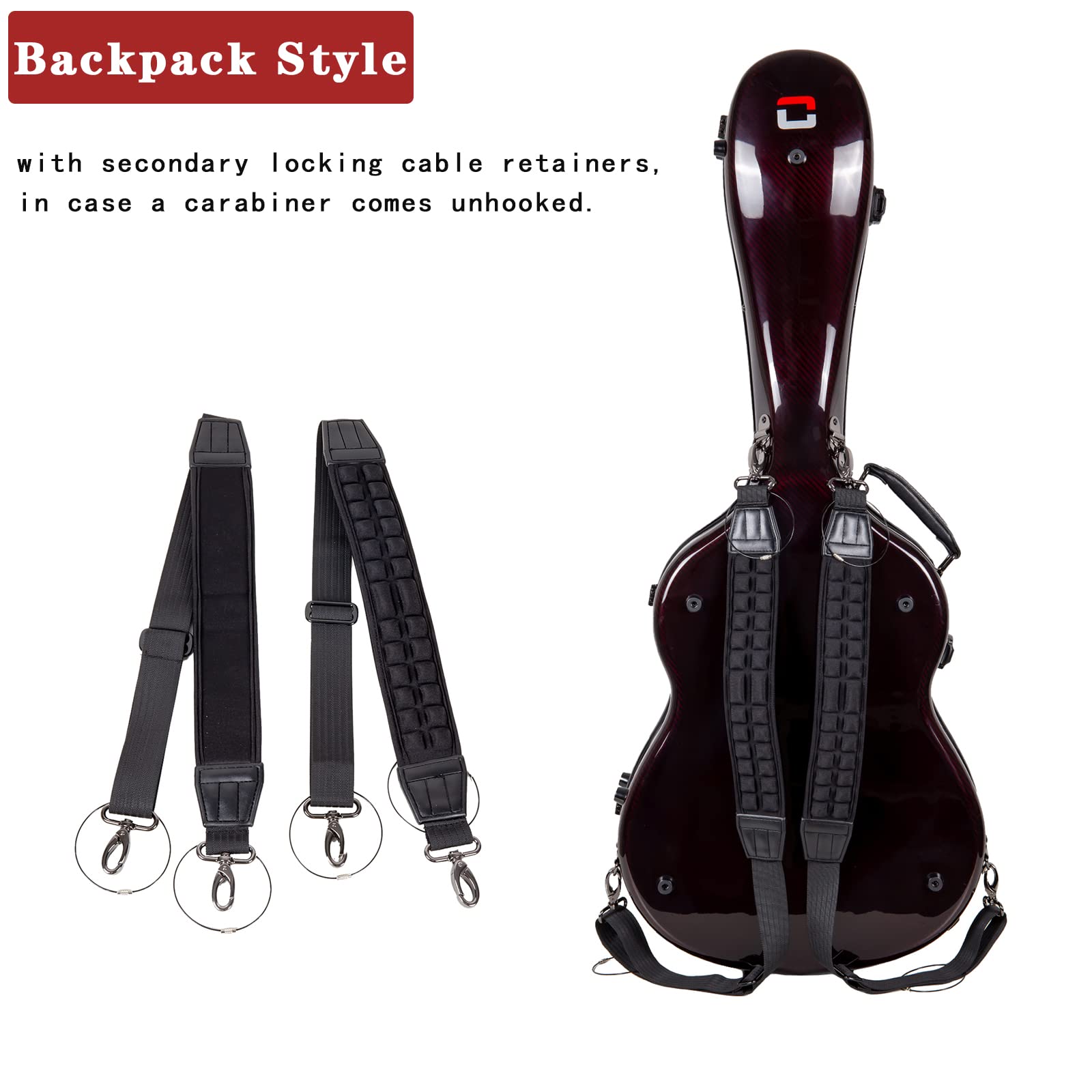 Crossrock Air Carbon 4/4 Classical Guitar Flight Case - 3K Twill Weave Carbon Fiber in Vintage Port Red - TSA Lock & Ergonomic S