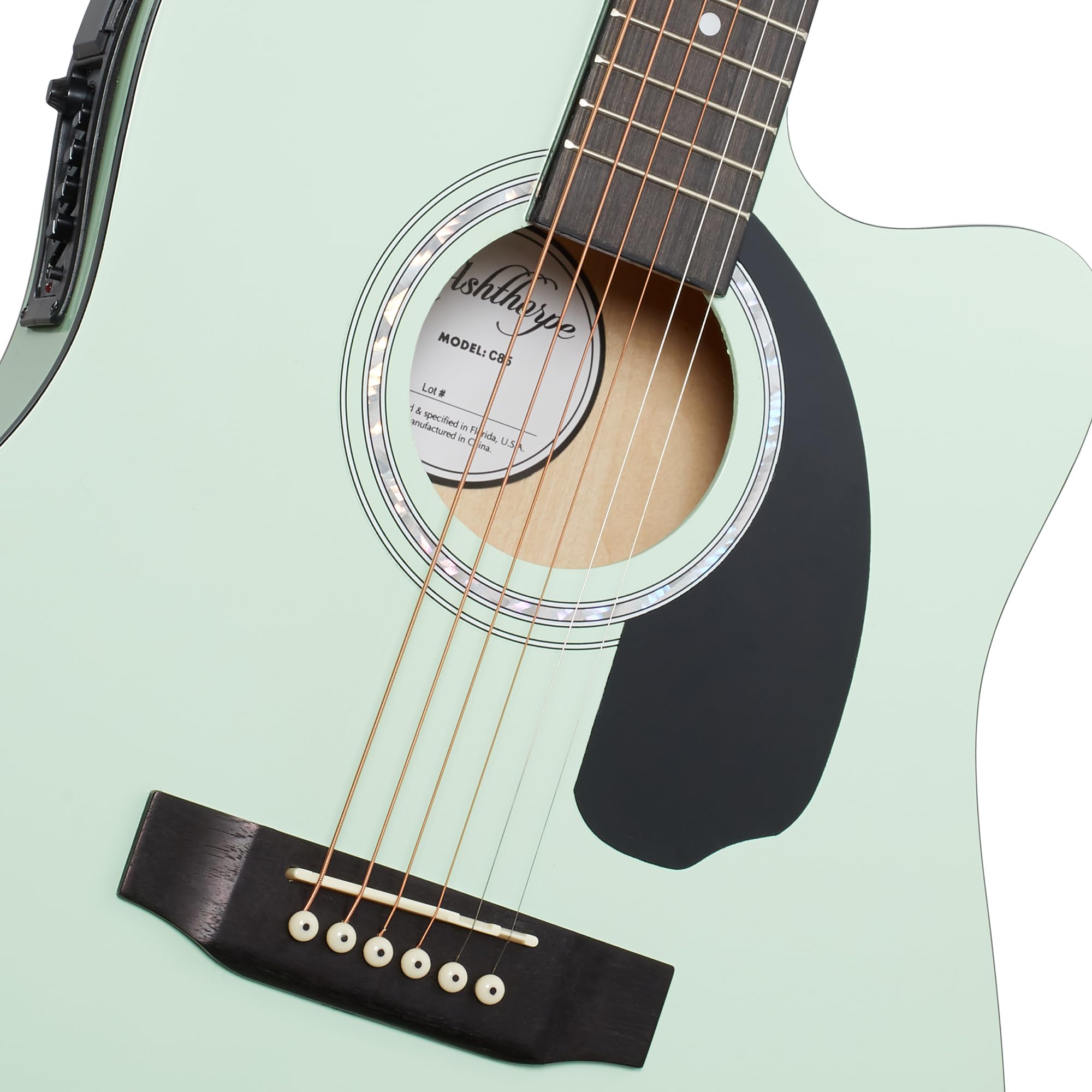 Ashthorpe Full-Size Cutaway Thinline Acoustic-Electric Guitar Package - Premium Tonewoods - Mint Green