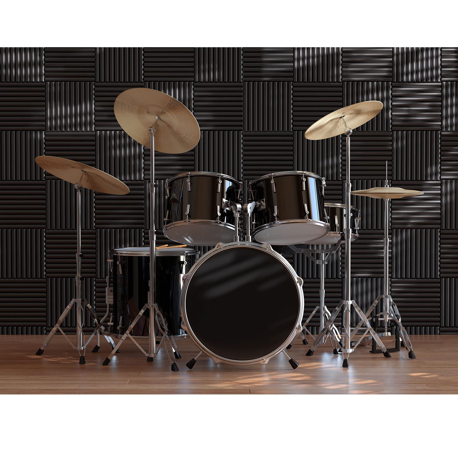 JBER Sound Proof Foam Panels Studio Acoustic Foam Panels,48 Pack 1'' X 12'' X 12''Soundproofing Wedges Sound Proof Padding Firep