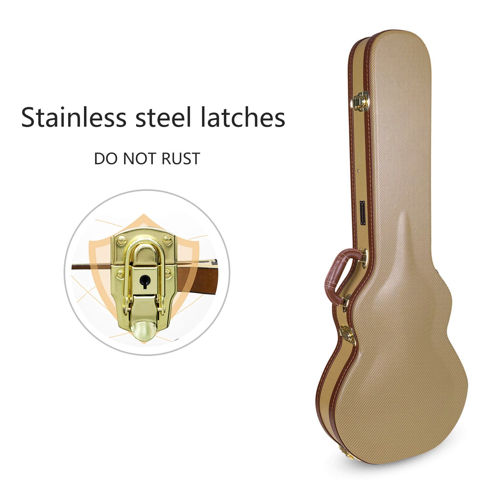 Crossrock Hardshell Arch Top Wood Case fits Les Paul Electric Guitars-Vinyl Tweed(CRW620LTW)