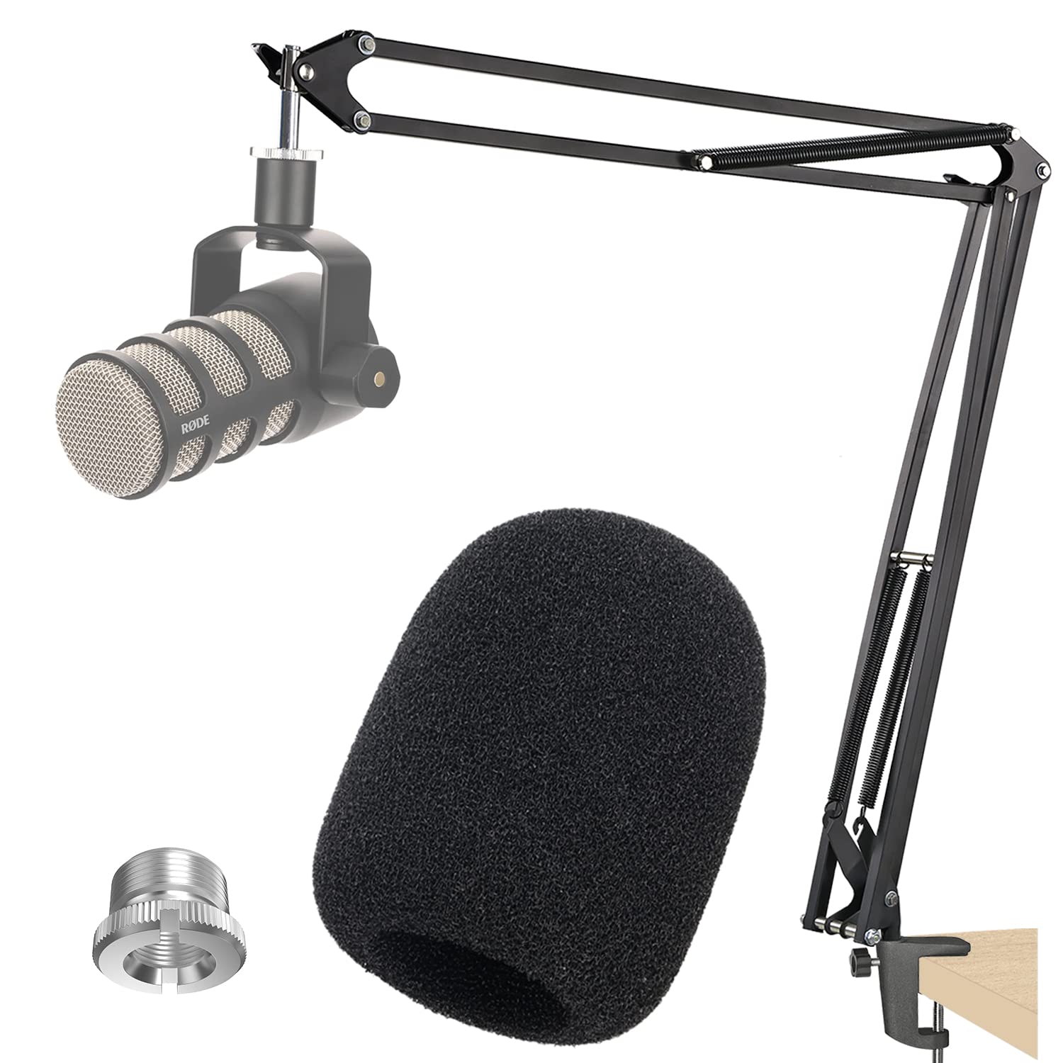 20+18.5In Rode Podmic Stand With Pop Filter, Professional Boom Arm And Windscreen For Rode Podmic Cardioid Dynamic Podcasting Mi