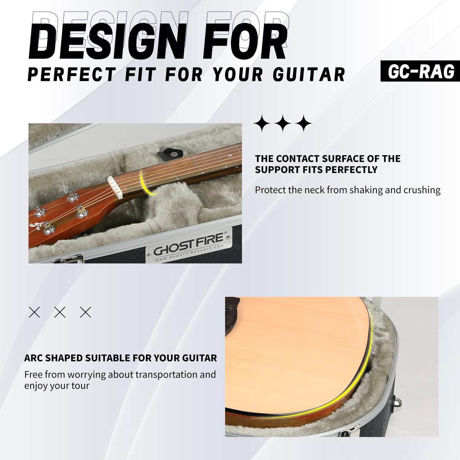 GHOSTFIRE ABS Acoustic Guitar Case Portable Hard-Shell Case With Lock Super thick Fit for Acoustic (GC-RAG)