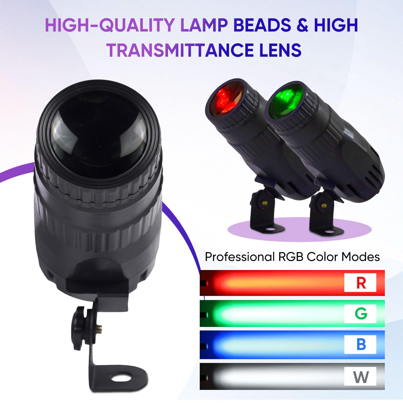 Pinspot Light with Remote 4 in 1 Stage Spotlight: 15W RGBW LED Beam Mirror Disco Ball Spot Lights - Mini Pin Lighting for Party