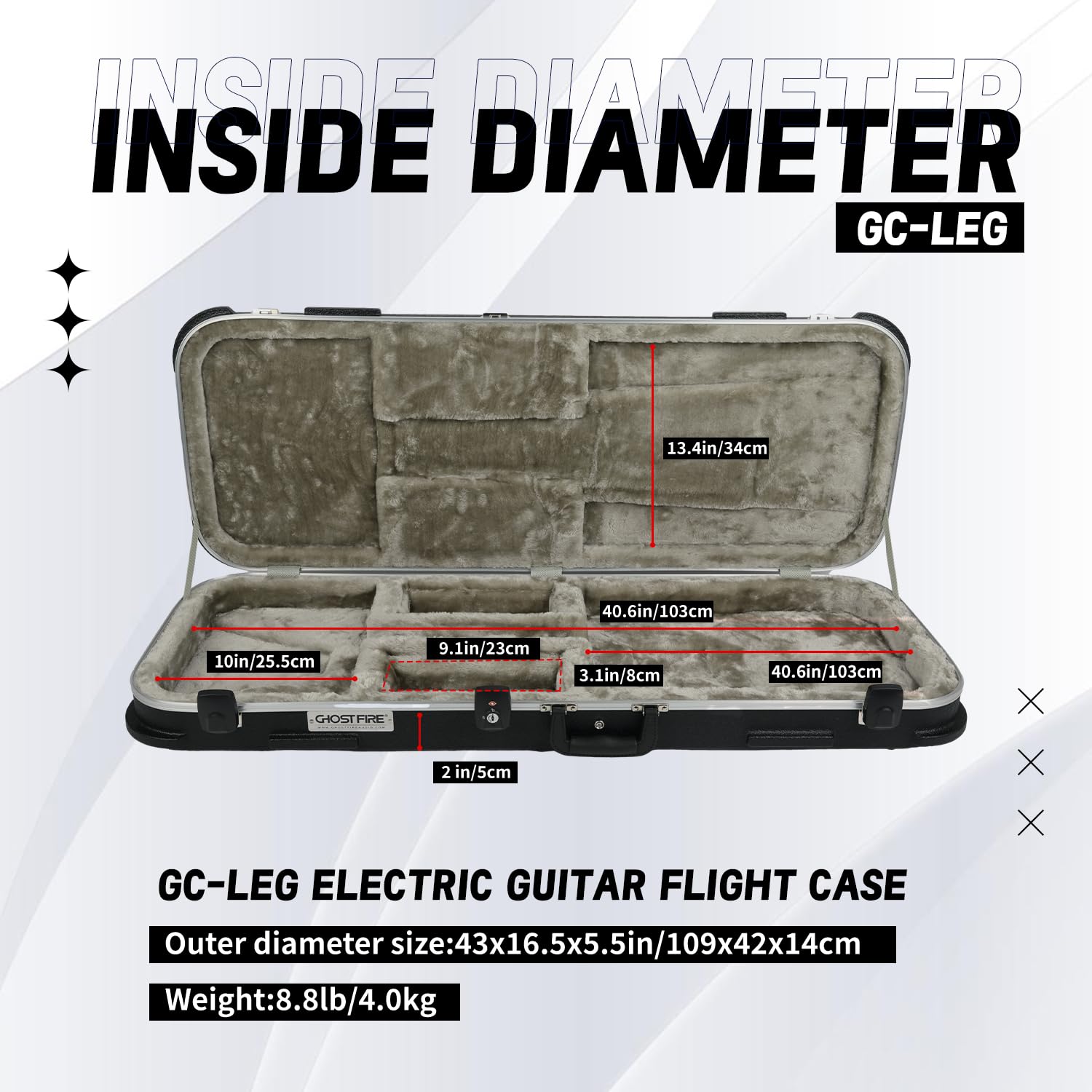 GHOSTFIRE Electric Guitar Hard Case Portable Guitar Hard-shell Case With Lock for Stratocaster/Telecaster (GC-LEG)