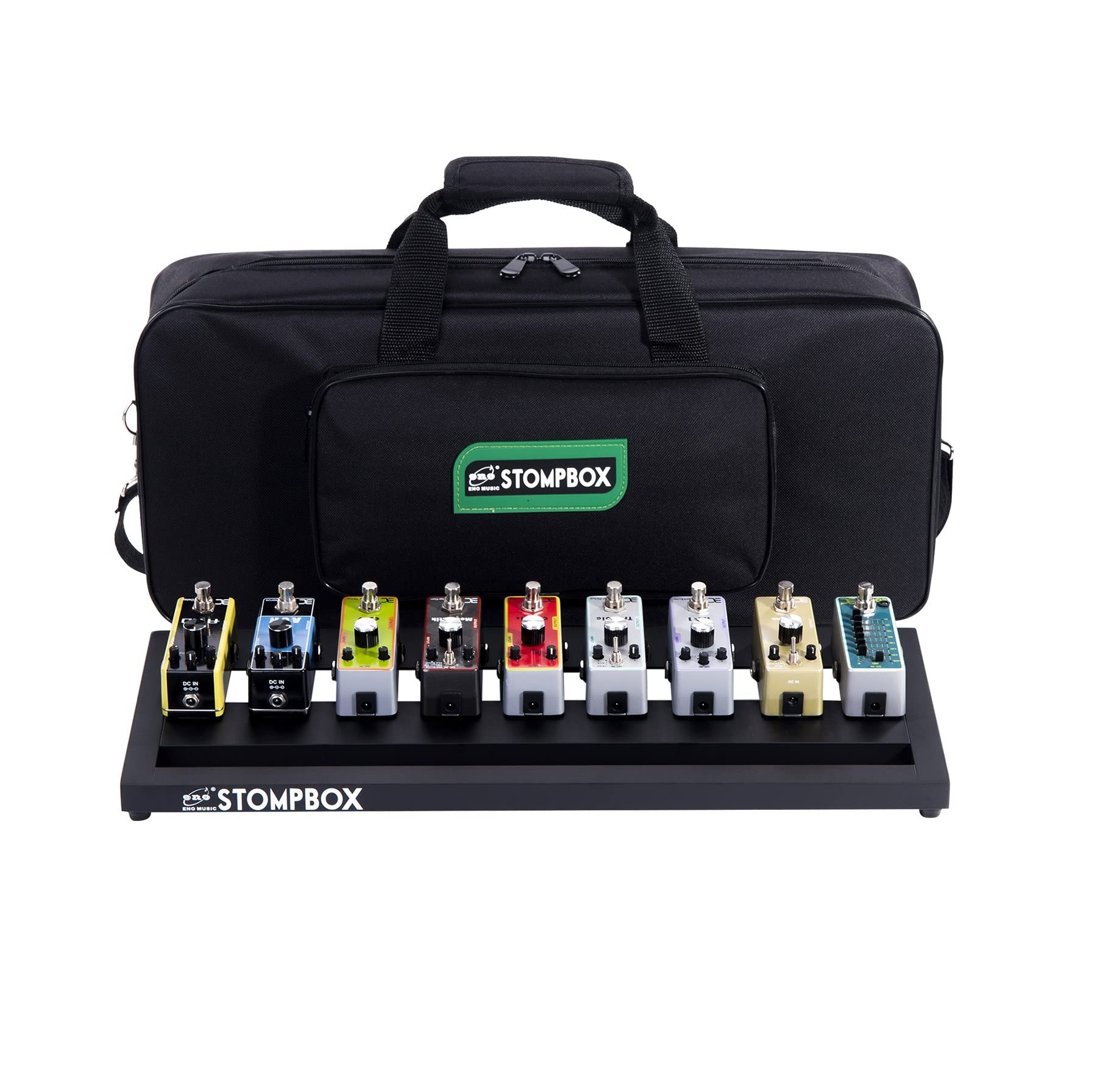 Eno Music Stompbox Portable Aluminum Alloy Guitar Effects Pedal Board And Case Kit With Soft Bag Set Including Pedal Mounting Ta