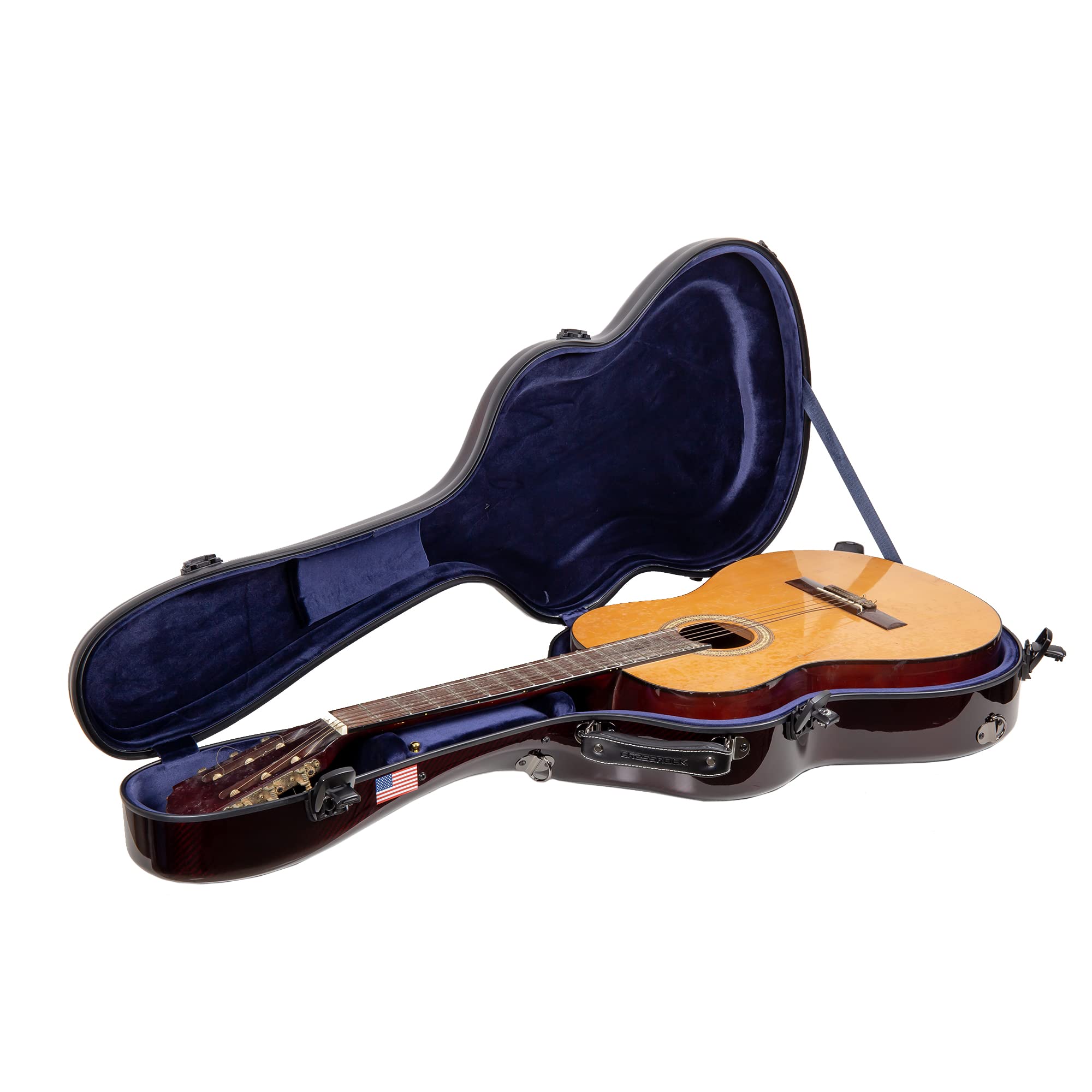 Crossrock Air Carbon 4/4 Classical Guitar Flight Case - 3K Twill Weave Carbon Fiber In Vintage Port Red - Tsa Lock & Ergonomic S