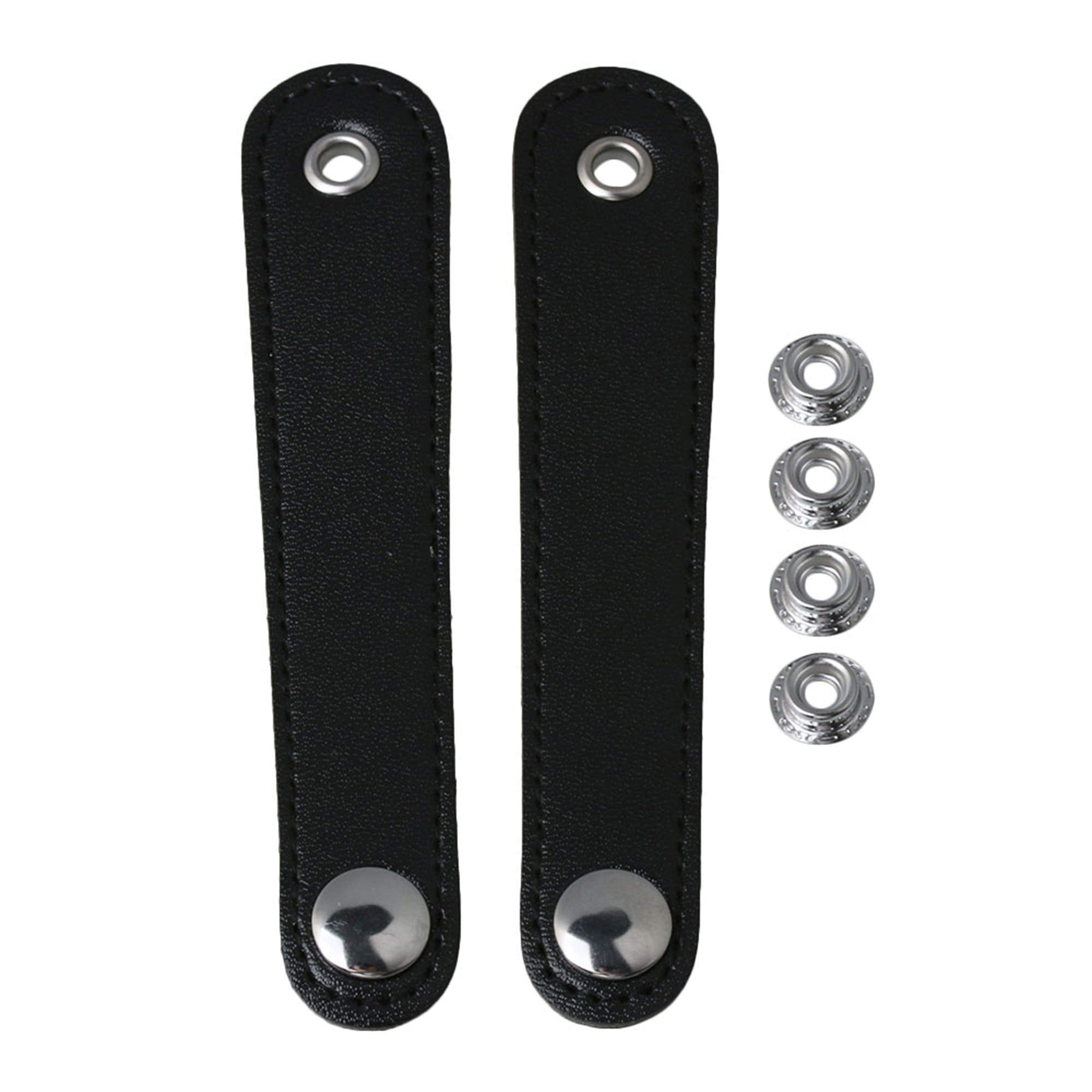 Yibuy Black Faux Leather Adjustable Accordion Bellows Straps with Buckles for Bass Accordion Pack of 2