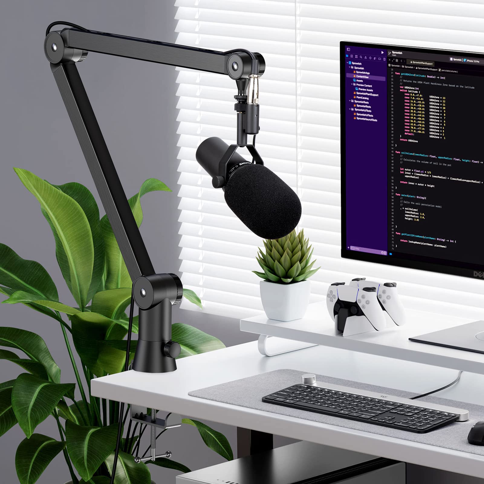 Mic Boom Arm Stand Compatible with Shure SM7B, MV7, Blue Yeti Mic, Fifine microphone, HyperX QuadCast Mic and Most Microphones,