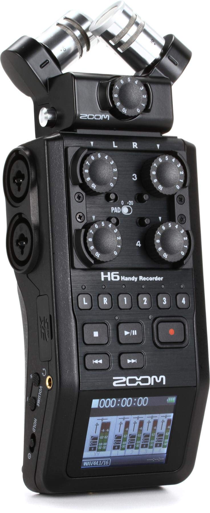 Zoom H6 All Black (2020 Version) 6-Track Portable Recorder Stereo Microphones 4 XLR/TRS