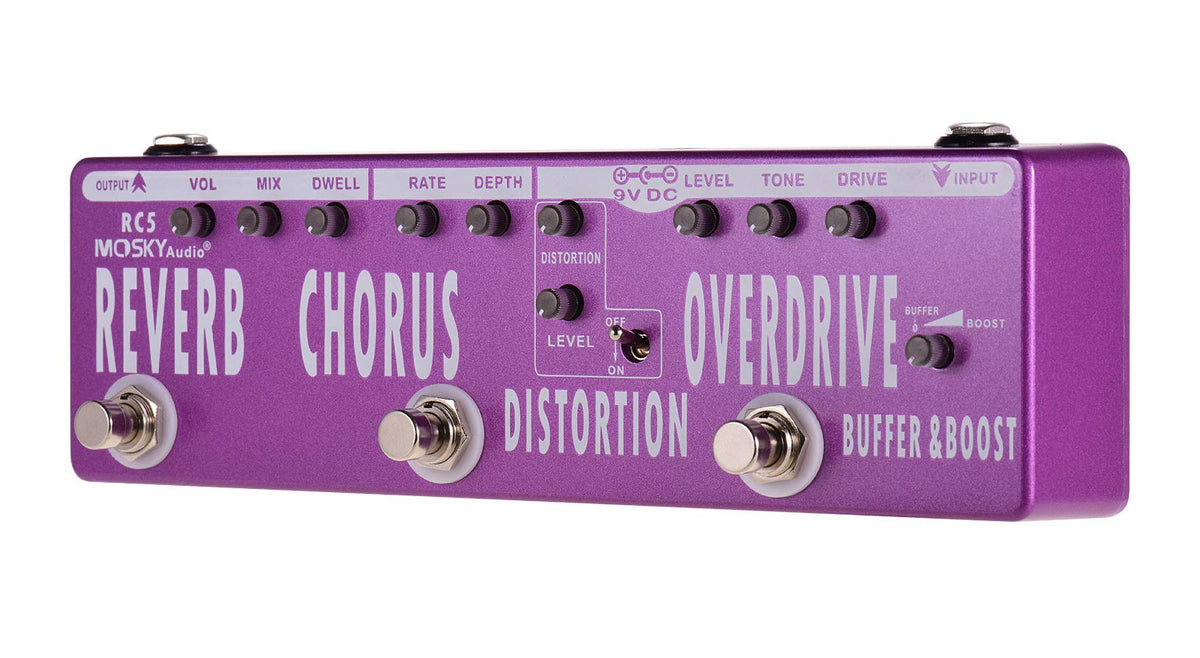 Moskyaudio Multi-Functional Guitar Effect Pedal With 6 Effects Pedal In 1 Unit Buffer + Booster + Overdrive + Distortion + Choru