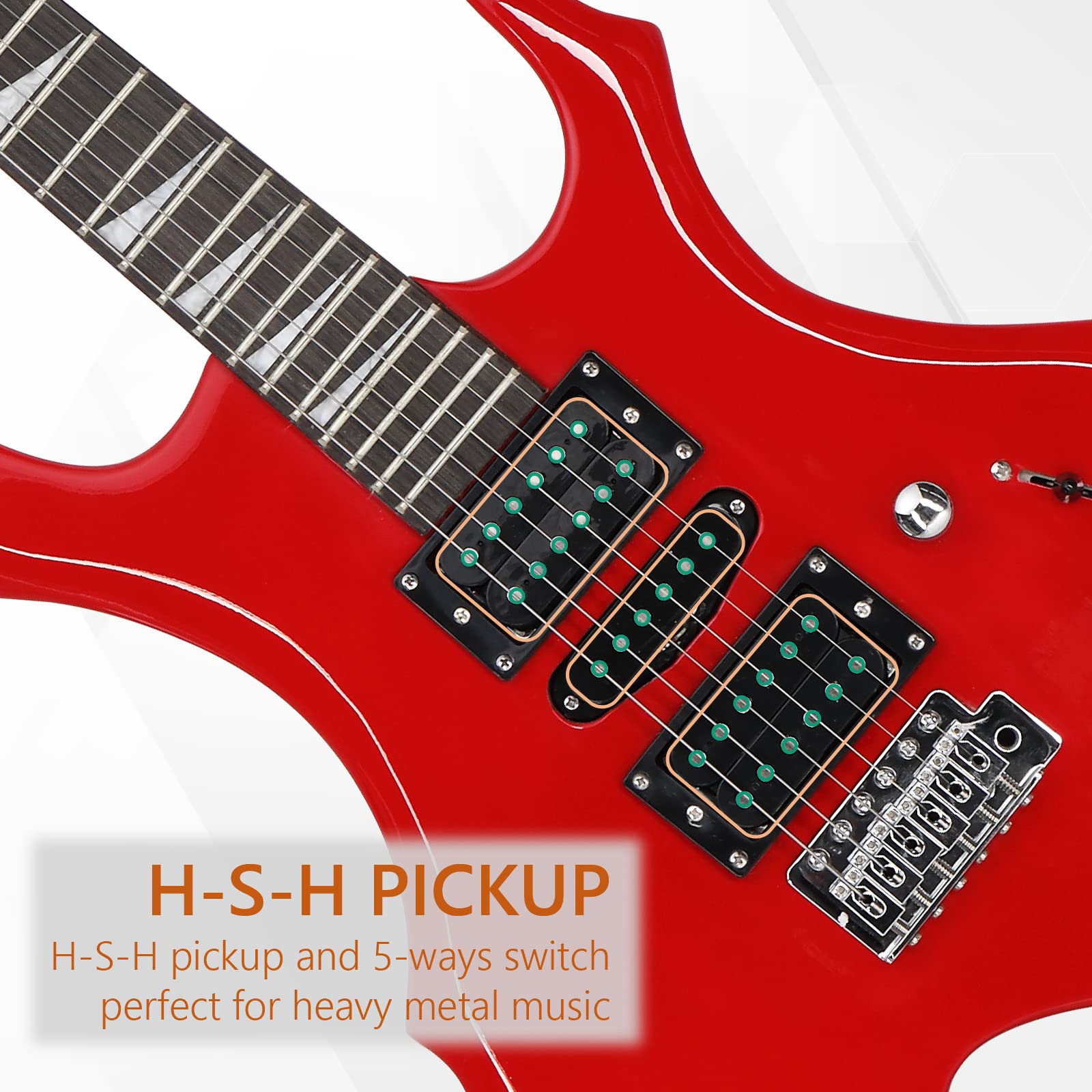 Ktaxon Burning Fire Design Electric Guitar Kit, 36-inch HSH Pickup Electric Guitar Beginner Guitar Set with Amplifier, Rosewood