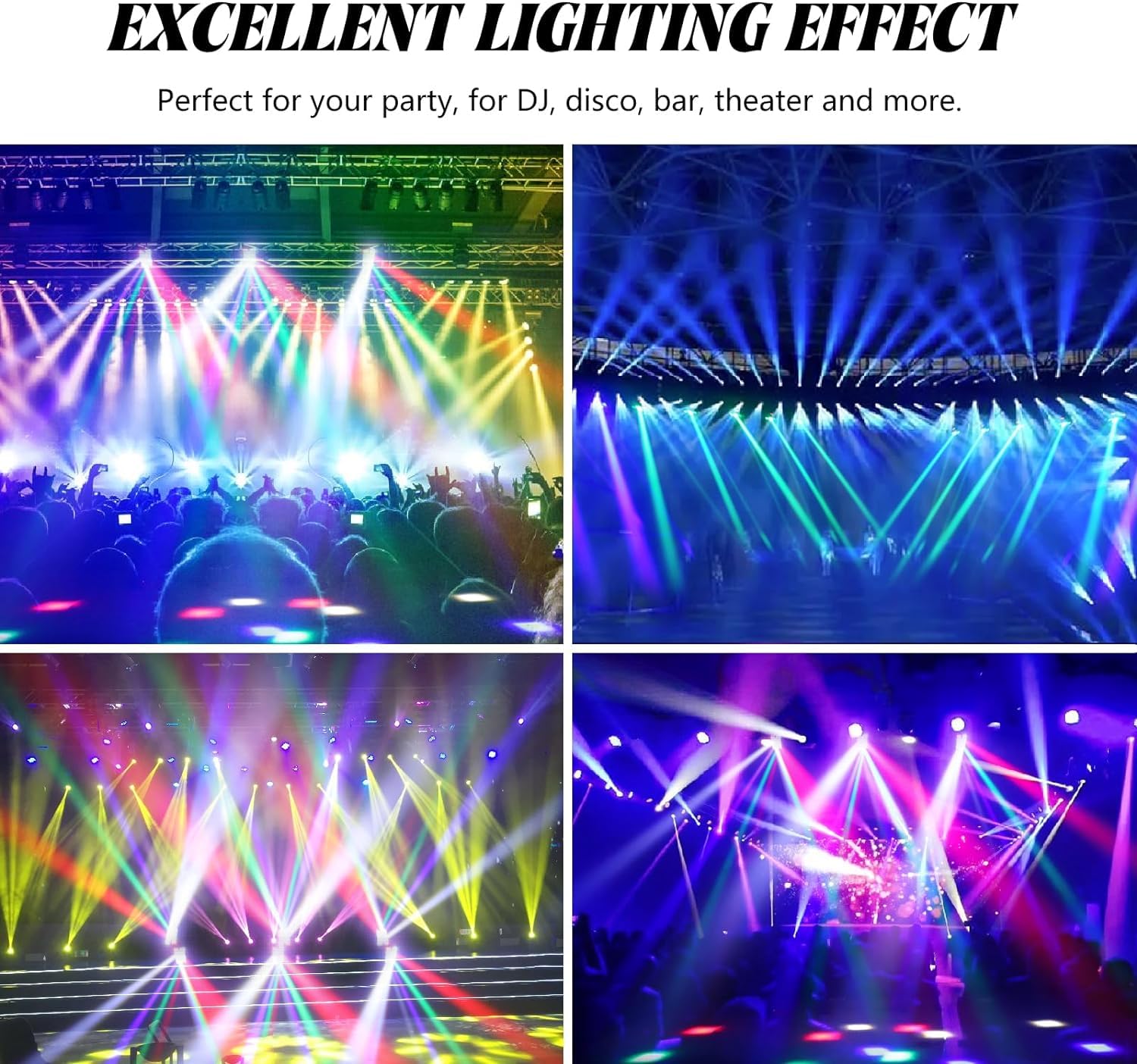 8x15W Spider Moving Head Light LED RGBW 4in1 Portable Stage Light, Strobe Party Beam DJ Lighting DMX 512 & Sound Activated for K