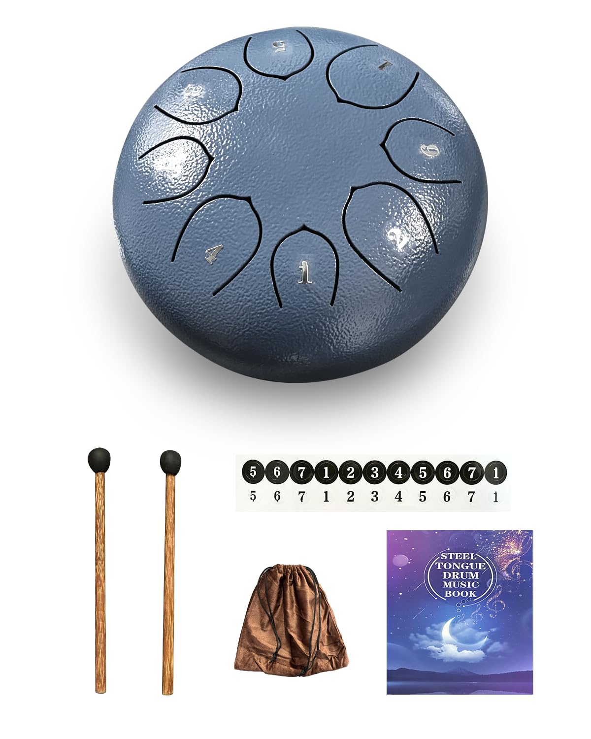 Cossain Steel Tongue Drum, 6 Inches 8 Notes Tongue Drum, B Major Rain Drum for Outside, Meditation & Yoga, Percussion Music Gift