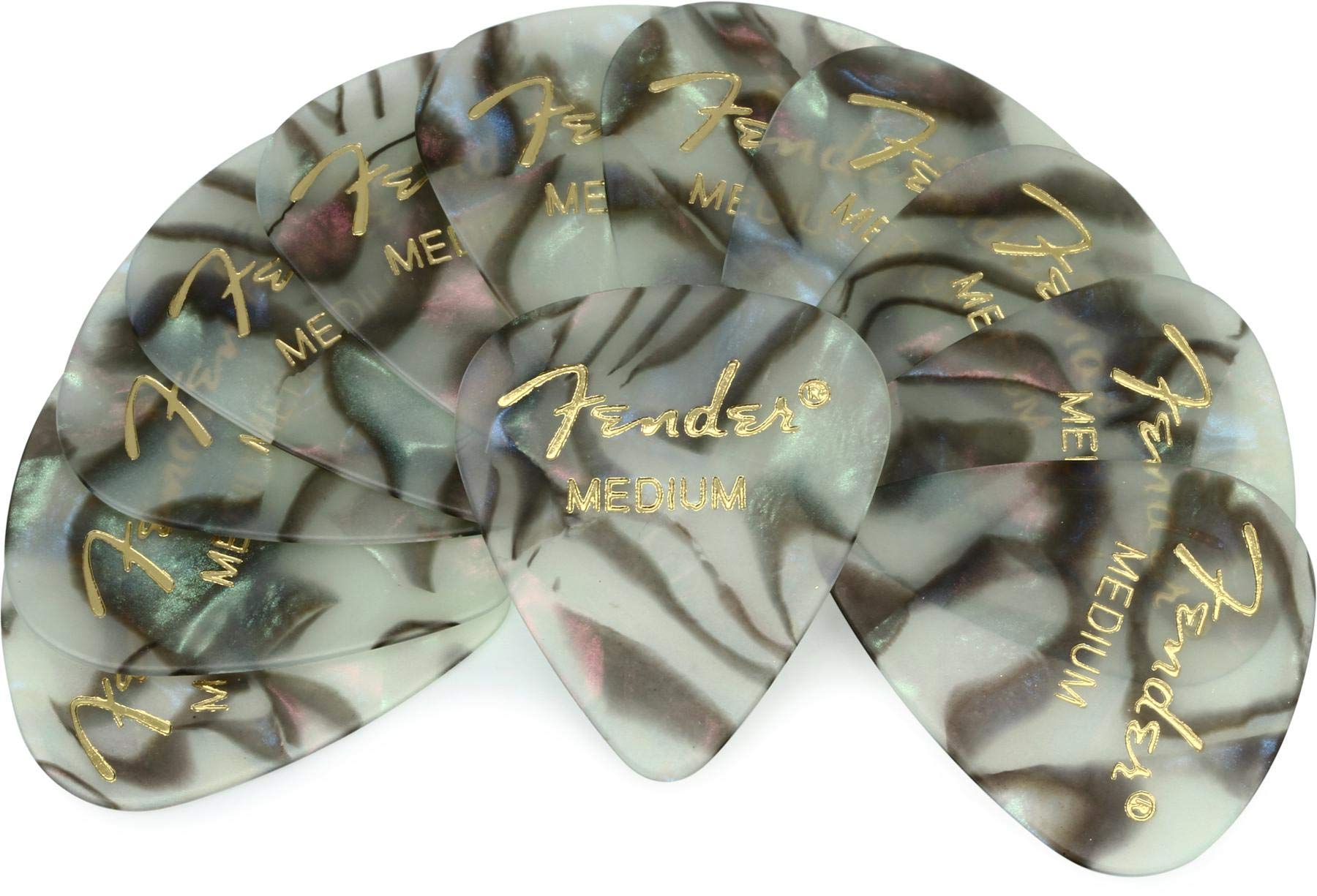 Fender Premium Celluloid Guitar Picks 351 Shape, Abalone, Medium, 12-Pack