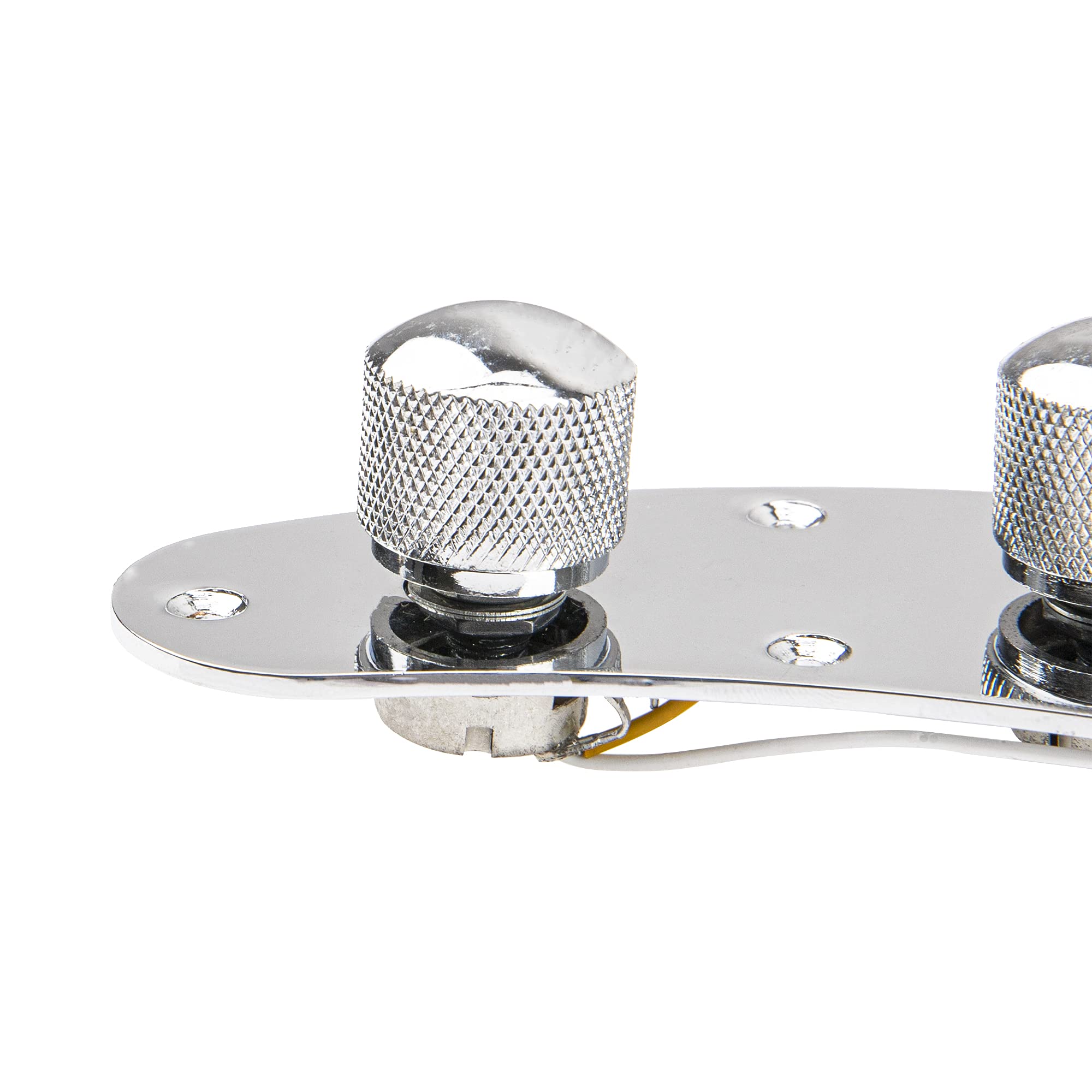 1Pcs Yootones Prewired Bass Switch Control Plate Wired Loaded Control Plate with Switch Knob Compatible with Electric Bass (Silv