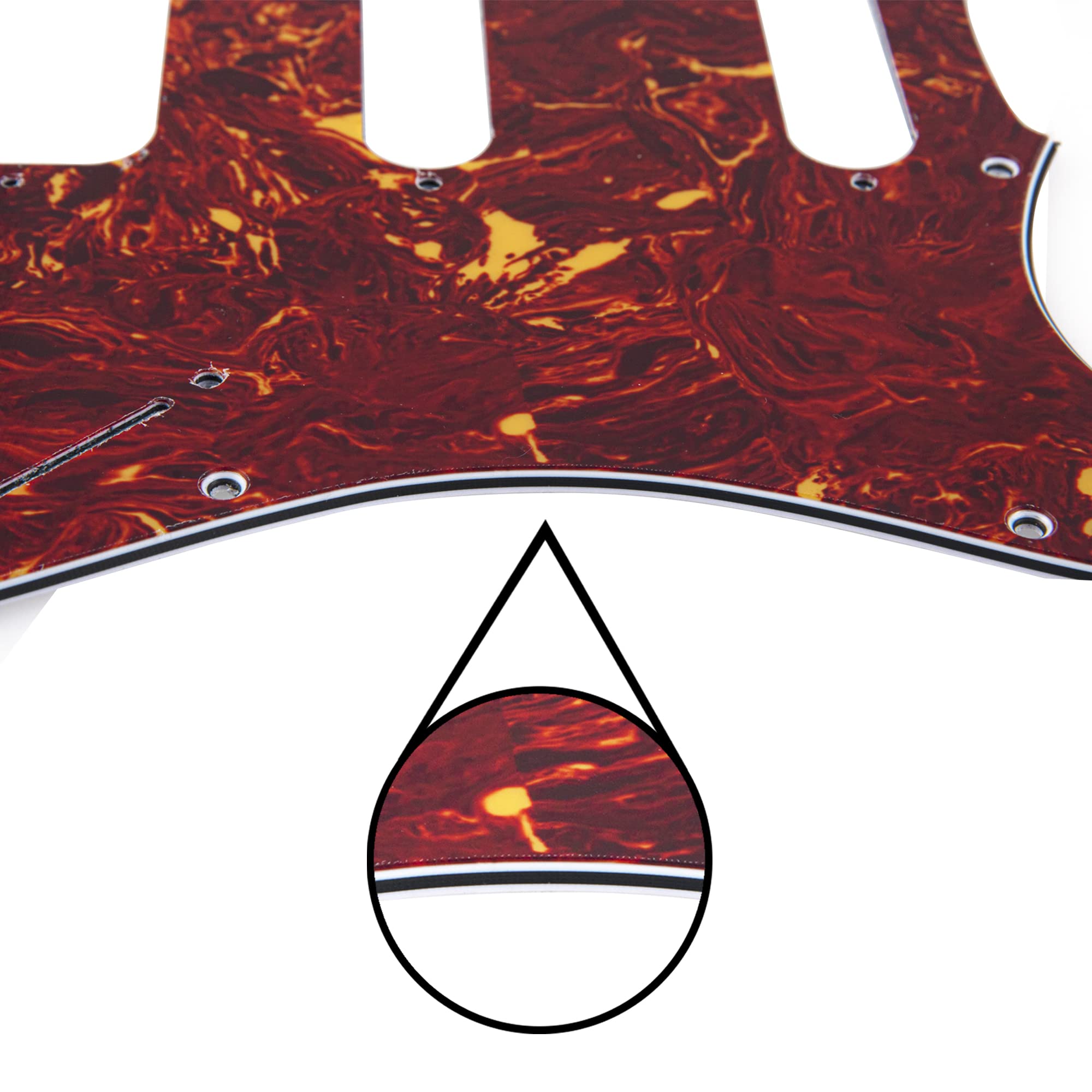 1Pcs Yootones 11 Hole Round Corner Strat HSS Pickguard Guitar BackPlate Set with Pickguard Screws Compatible with USA/Mexican St