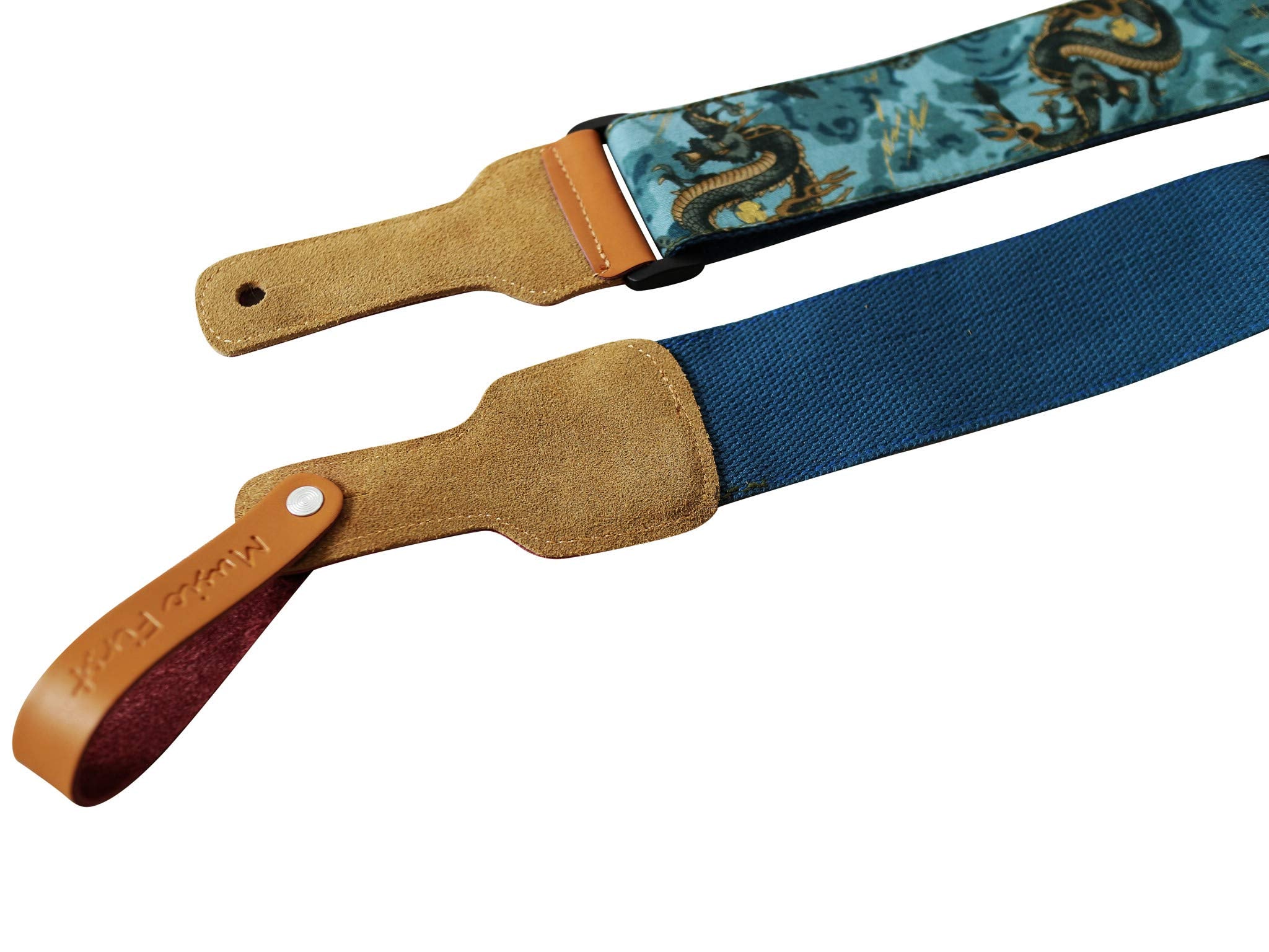 MUSIC FIRST Original Design, 2 inch width (5cm), Ukiyoe Style The Dragon King    Soft Muslin & Genuine Leather Delux Banjo Strap
