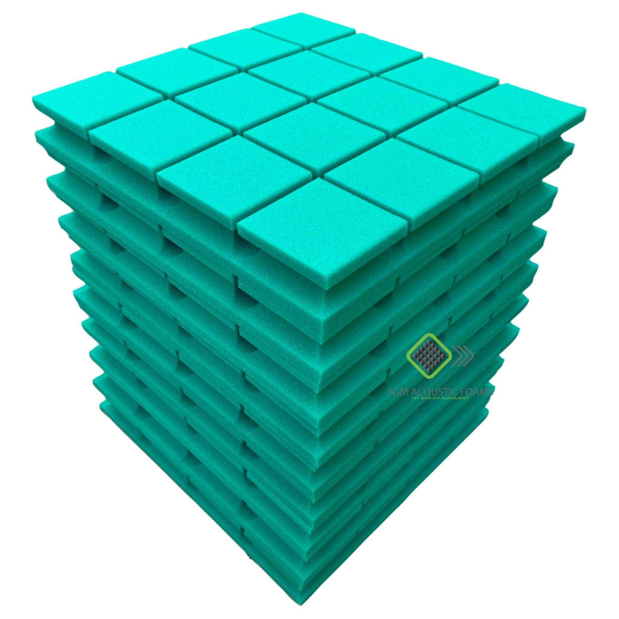 YGM Acoustic Foams Turbo Acoustic Soundproofing Studio Panels, Set of 9, 12 X 12 X 2, 50 Kg/m Density, 3D Structure (Emerald Gre