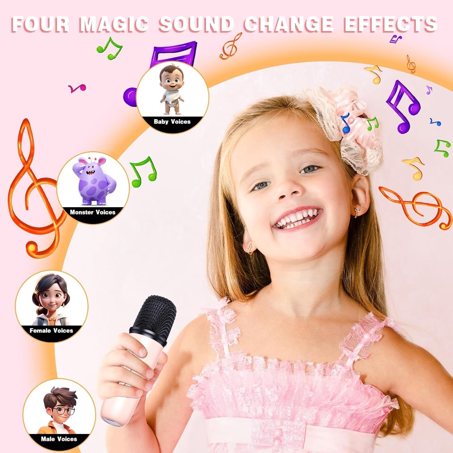 Karaoke Machine for Kids Adults, Mini Portable Bluetooth Karaoke Speaker with 2 Wireless Microphones, MP3 Music Player, Birthday