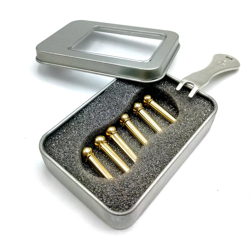 Amadget Guitar Bridge Pins 6pcs Brass Endpin for Guitar With Guitar Bridge Pin Puller