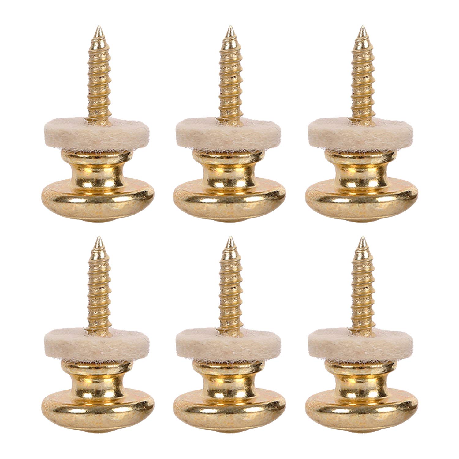 Kasteco 6 Pieces Mushrooms Head Guitar Strap Buttons Strap Locks Chrome (Gold)