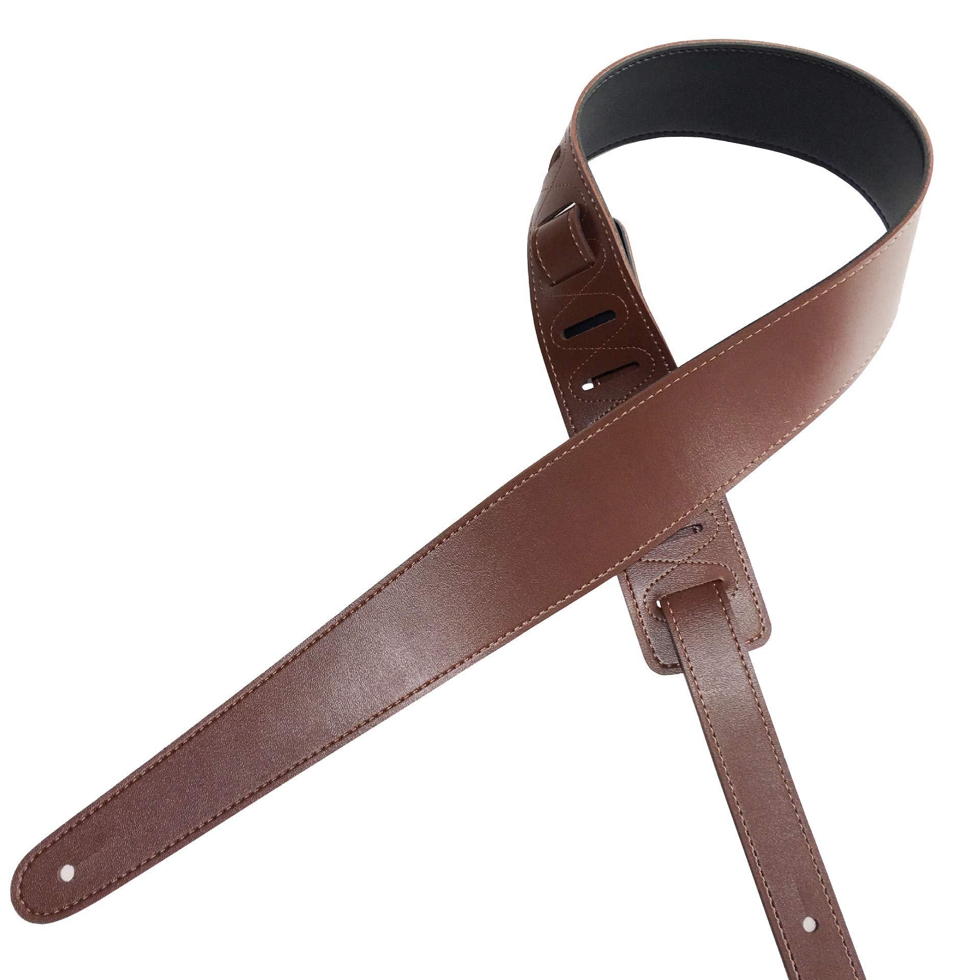 MoonEmbassy Guitar Strap,Soft PU Leather Guitar Strap Black/Brown Both Sides Work 2.35 Wide, Adjustable Length,with 2 Picks