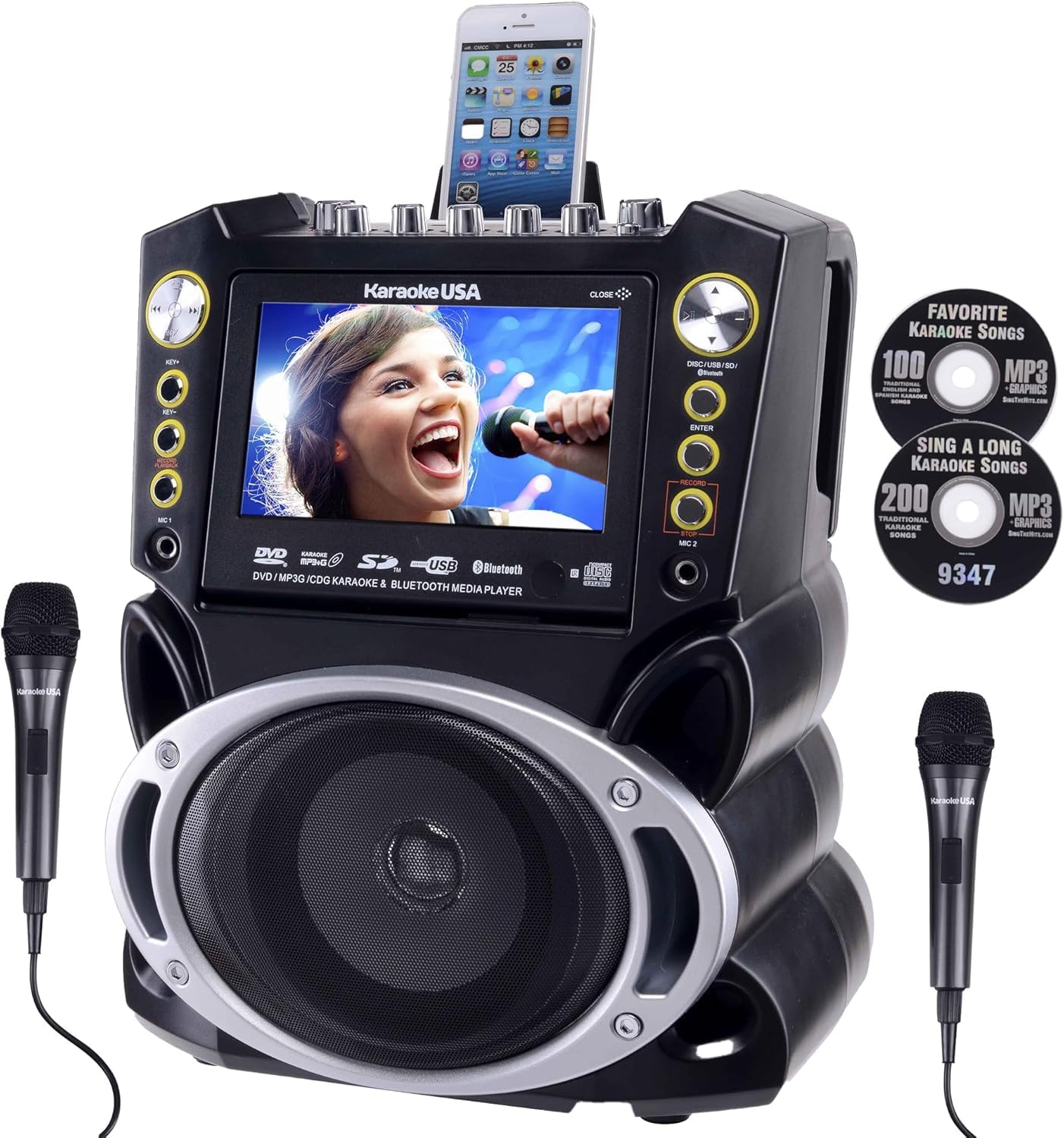 Karaoke USA GF839 Portable System, Black