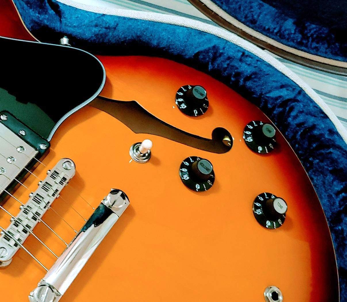 Dopro 4pcs Black with Silver Cap LP Metric Guitar Witch Hat Knobs Top Hat Knobs for SG Epiphone Les Paul