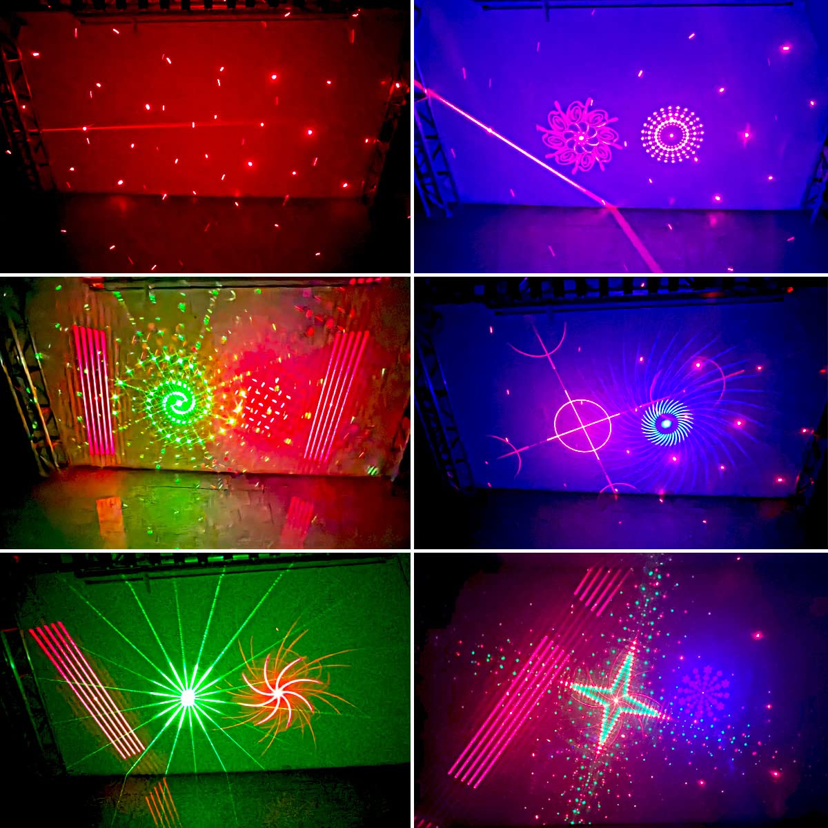 Upgraded 4 Lens DJ Disco Lights for Parties Laser Light Show with 9 LED Strobe Lights Remote&DMX512 Control, Sound Activated Clu