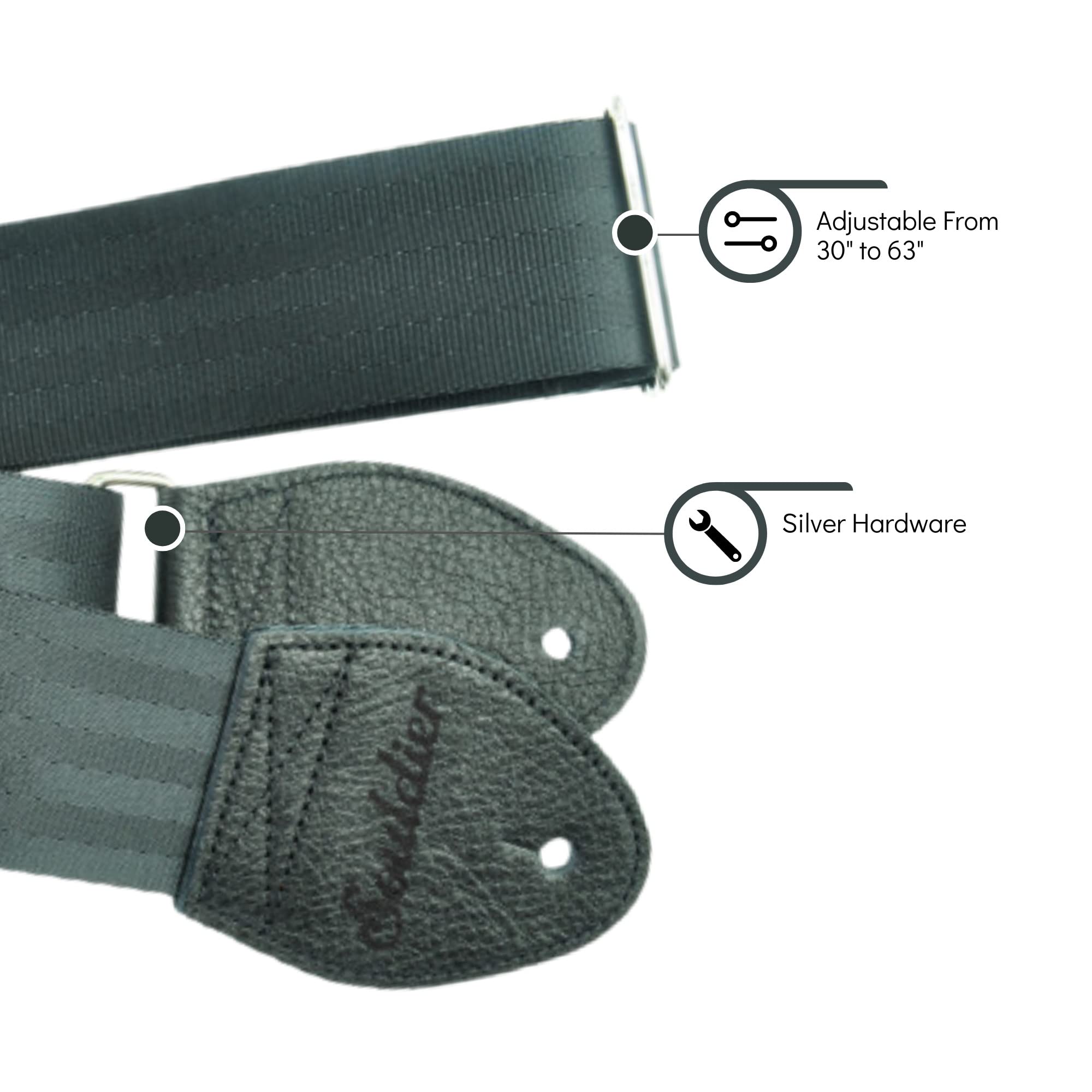 Souldier Black Seatbelt Guitar Strap (GS0000BK04BK)