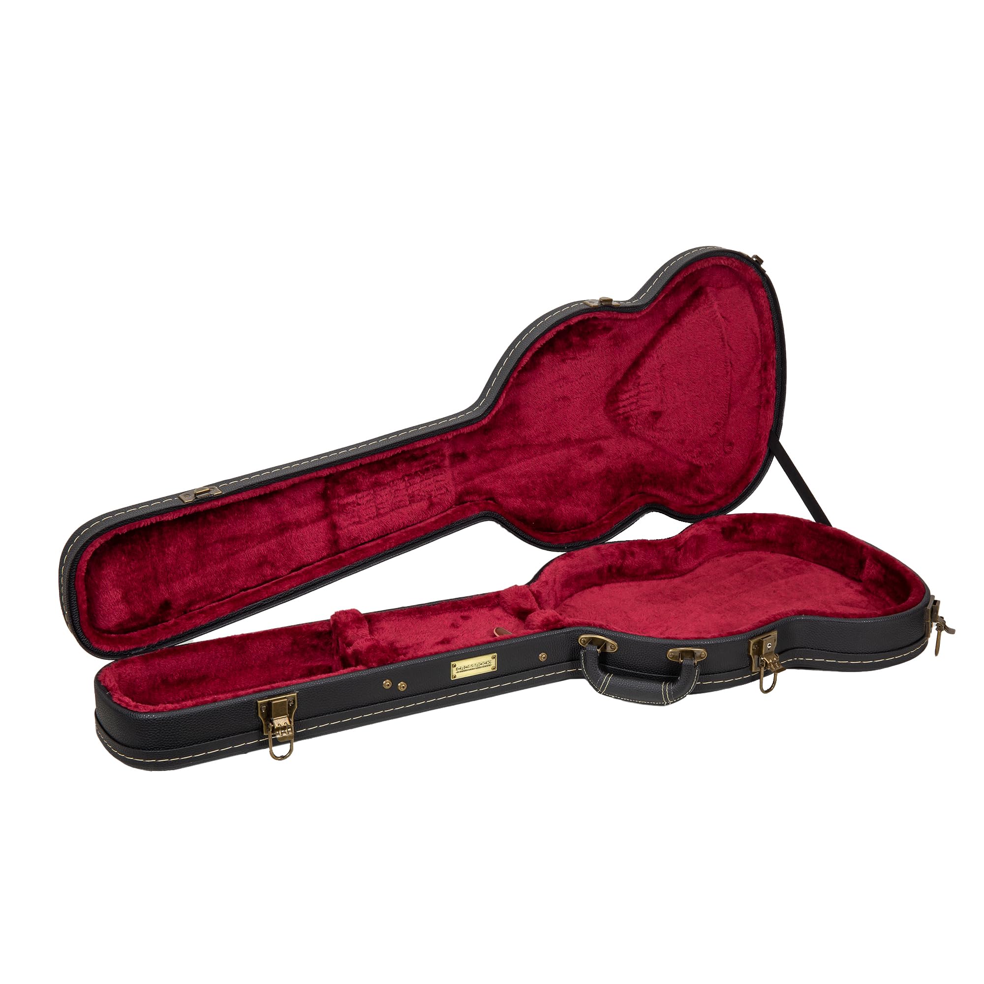 Crossrock Wooden Guitar Case -Fits SG Electric Guitars -Vintage Hardware, Sponge Lining, Metal Feet, Storage Space-Black (CRW520