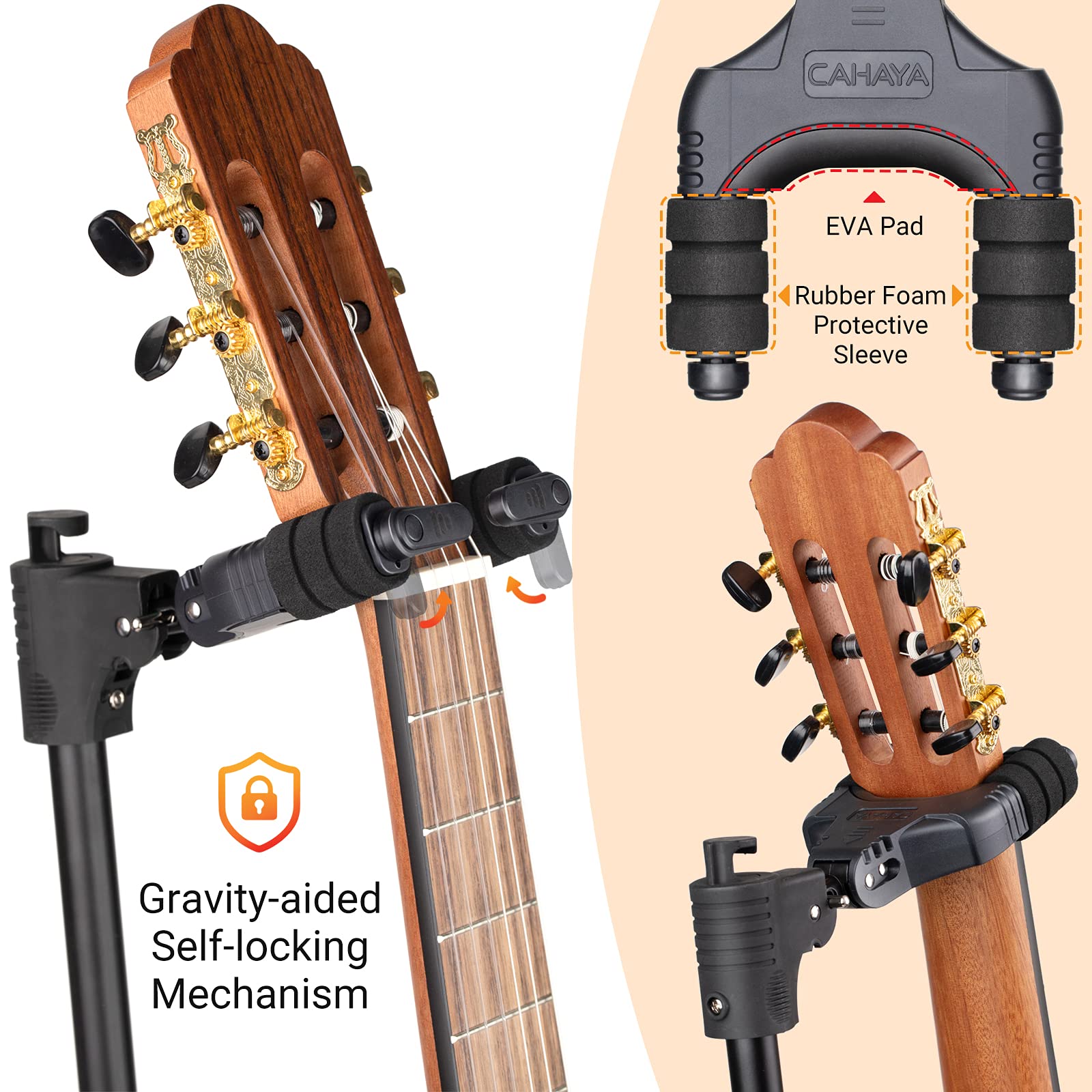 CAHAYA Guitar Stand Universal with Neck Holder Folding Tripod Floor Iron Stand for Acoustic Electric Classical Bass Guitars CY02