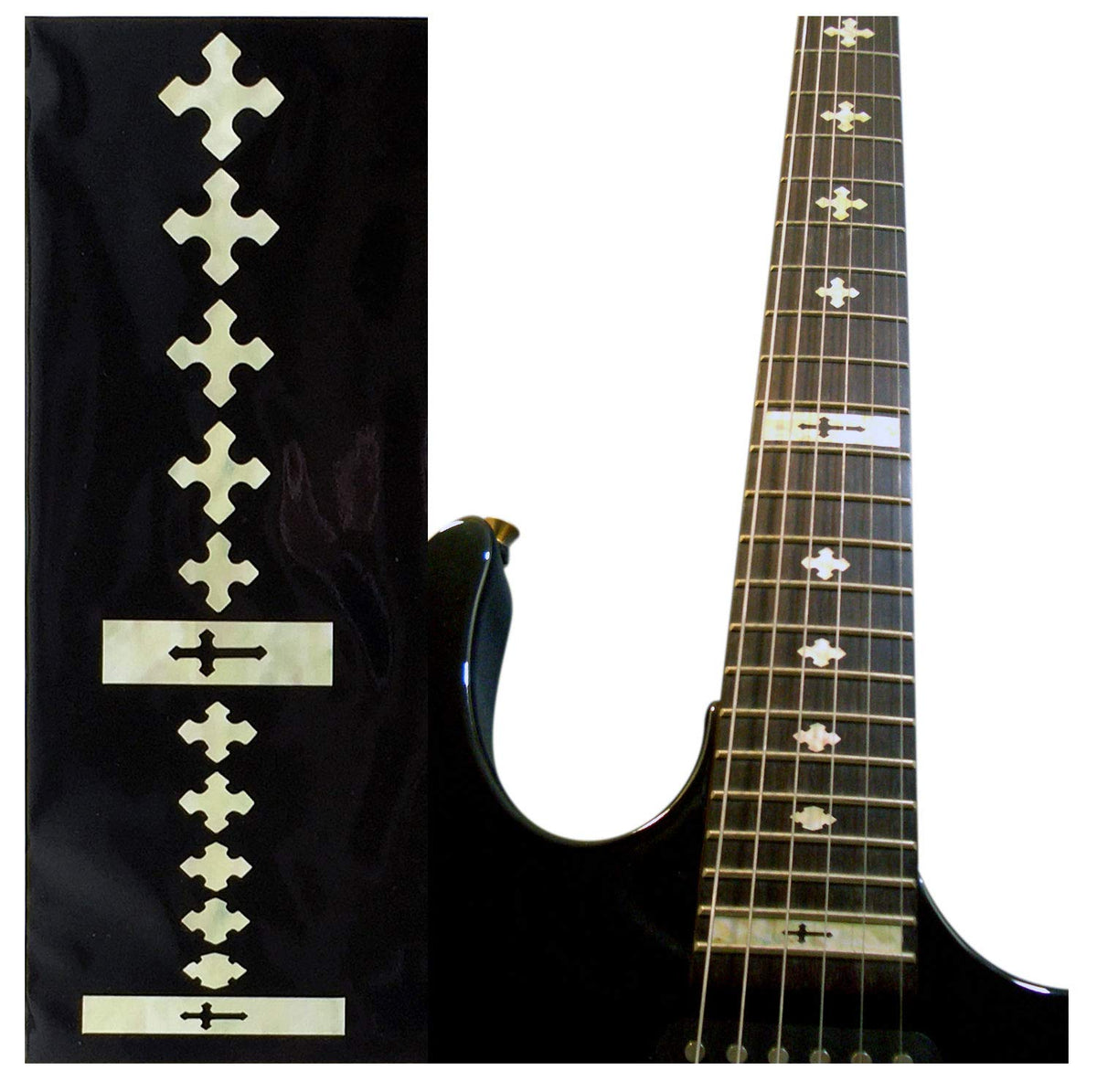 Jockomo Cross White Pearl Guitar Inlay Sticker