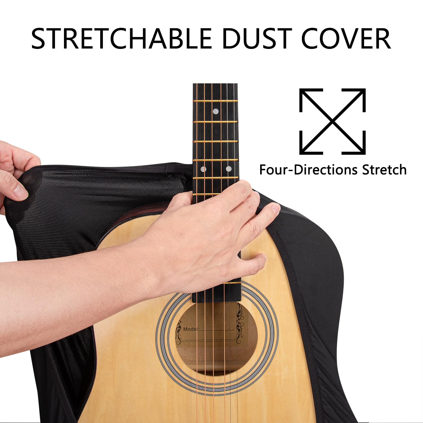 Musiin Premium Black Dust Cover for Acoustic and Bass Guitars - Tailored Protection compatible with Fender Gibson Martin Taylor