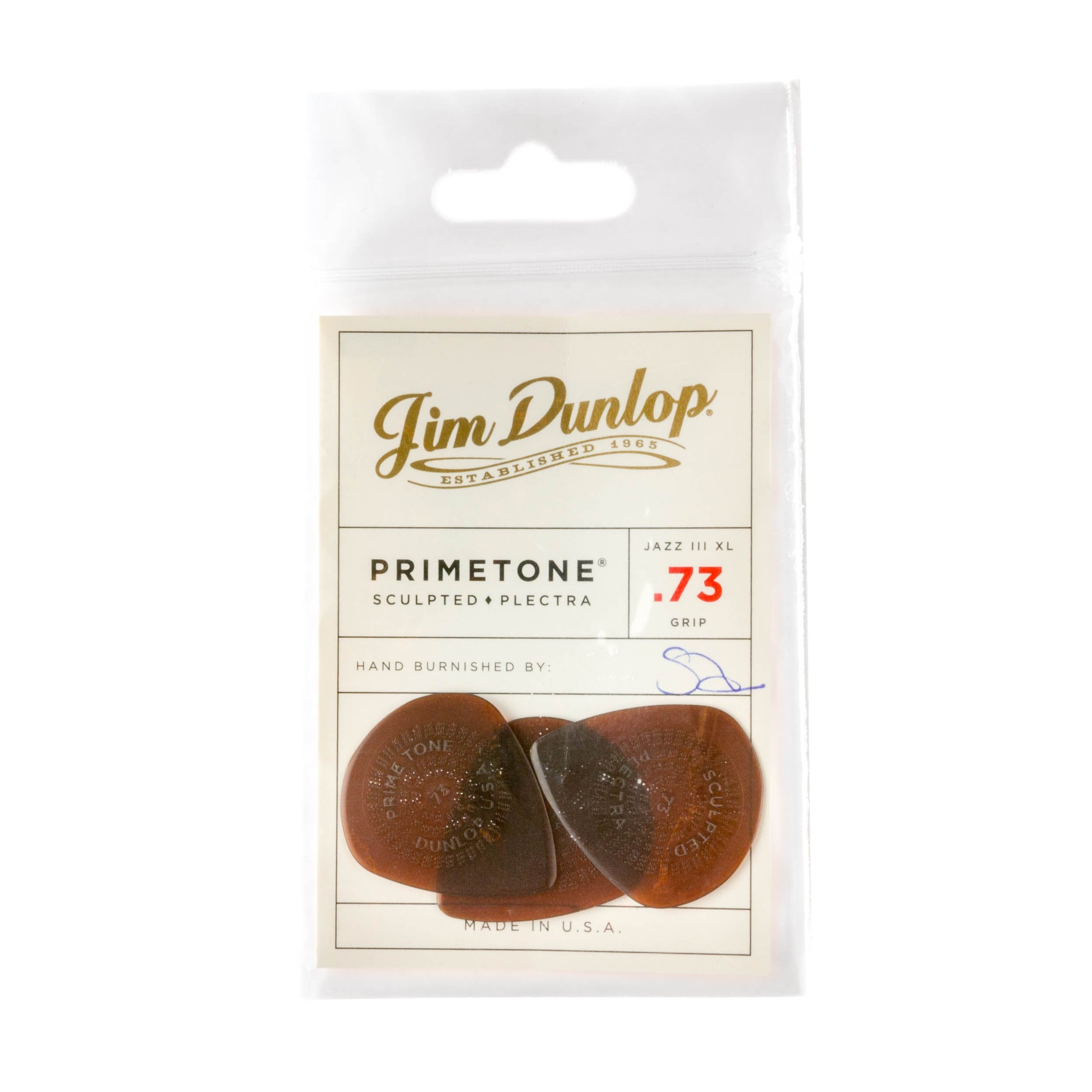 Dunlop 520P073 Primetone Jazz lll XL Grip Pick .73mm- 3 Pack