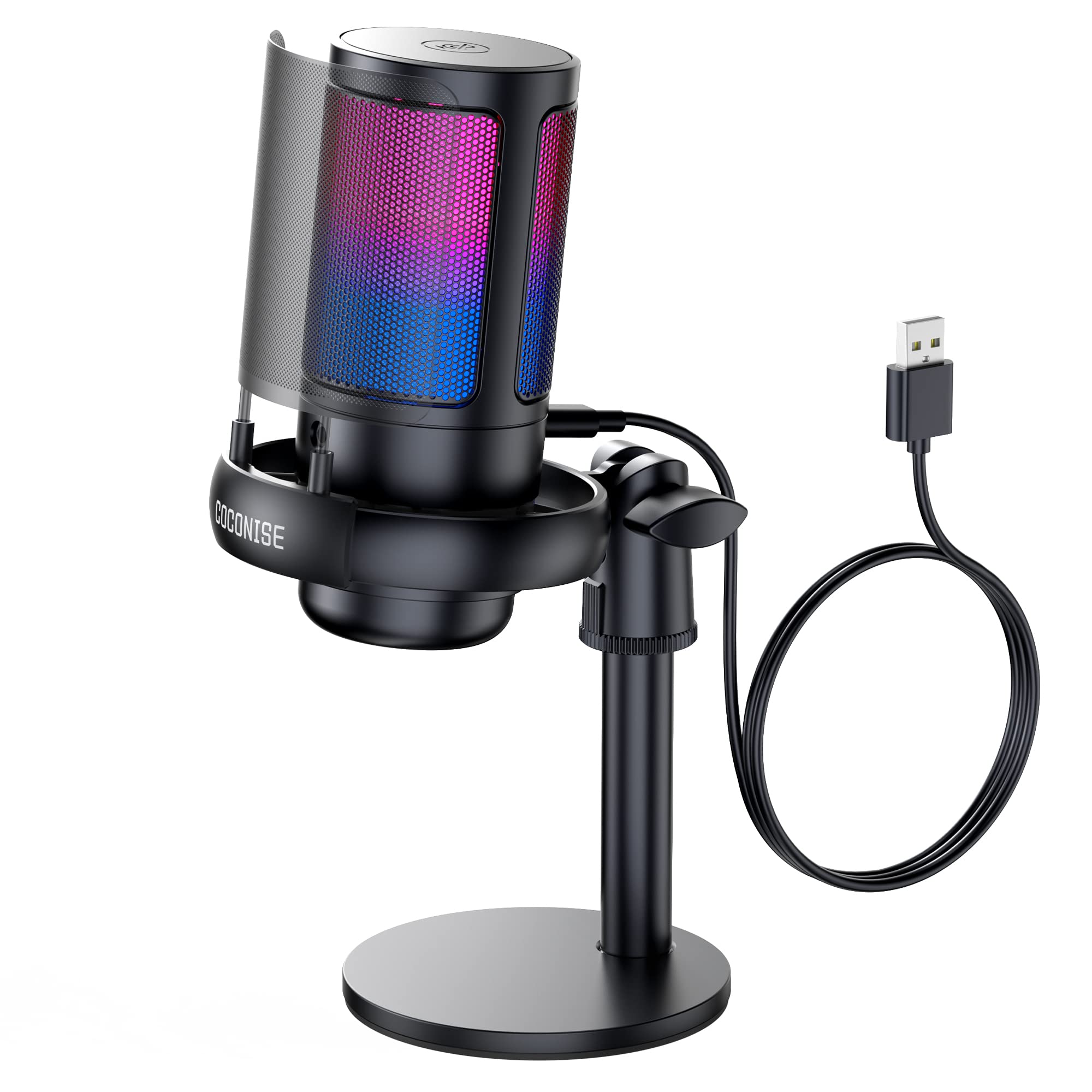 Coconise Gaming Microphone, Usb Pc Mic For Podcasts Videos, Streaming, Condenser Mic With Quick Mute, Tripod Stand, Pop Filter,