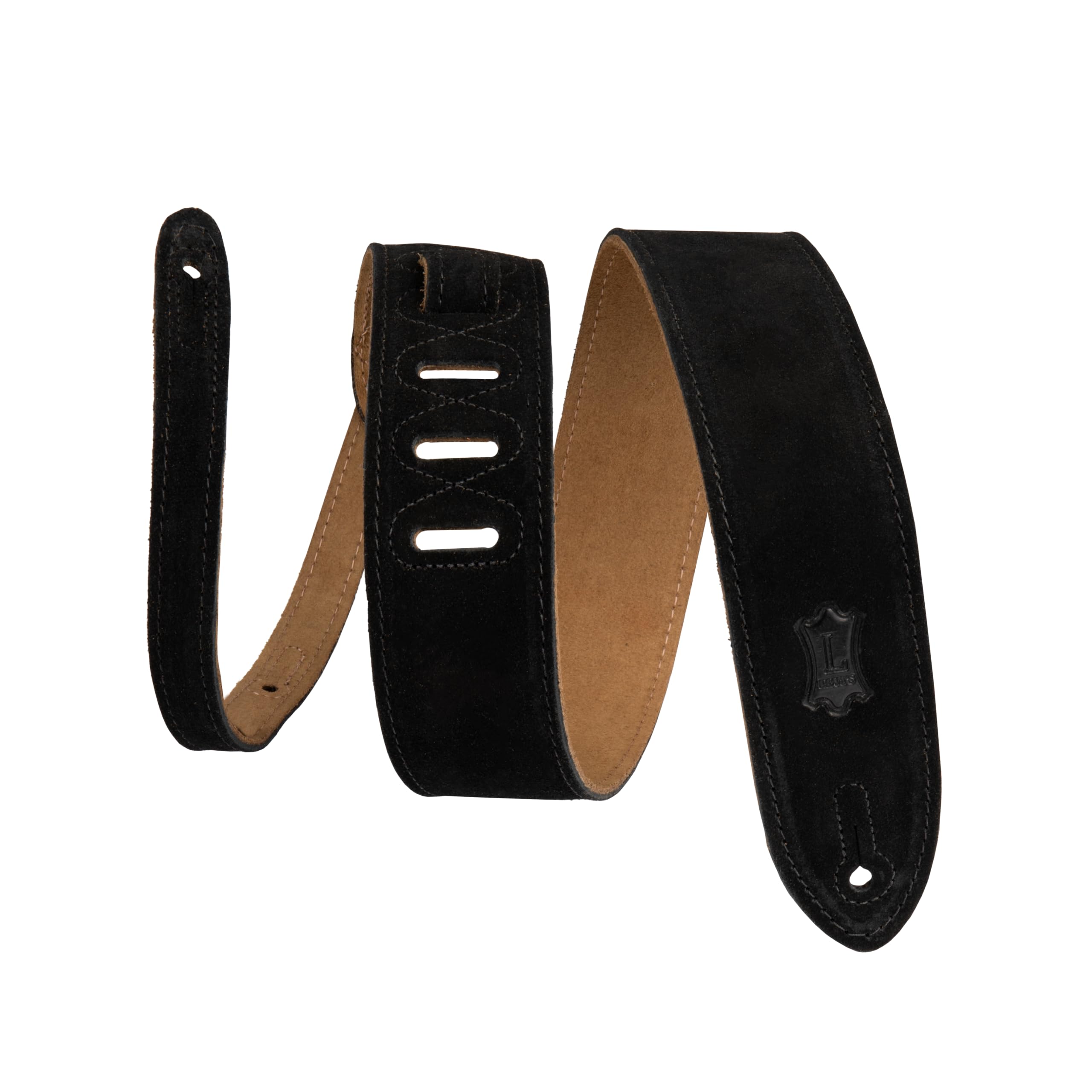 Levys Leathers Simply Suede Series 2 Guitar Strap with Loop and Ladder Height Adjustment, Black (MS12-BLK)