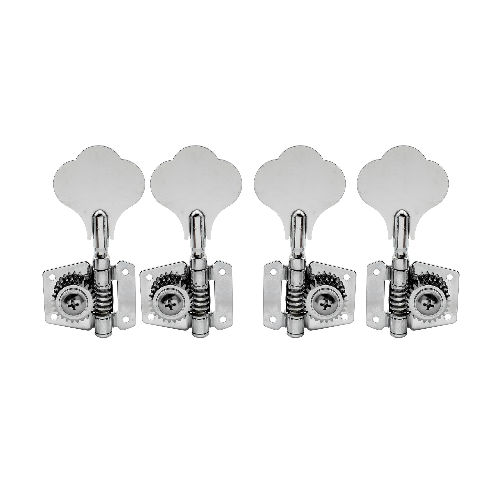 Musiclily 2+2 Vintage Open Geared Bass Tuners Machine Head Tuning Keys Pegs Set For Jazz Precision P Bass Replacement, Chrome
