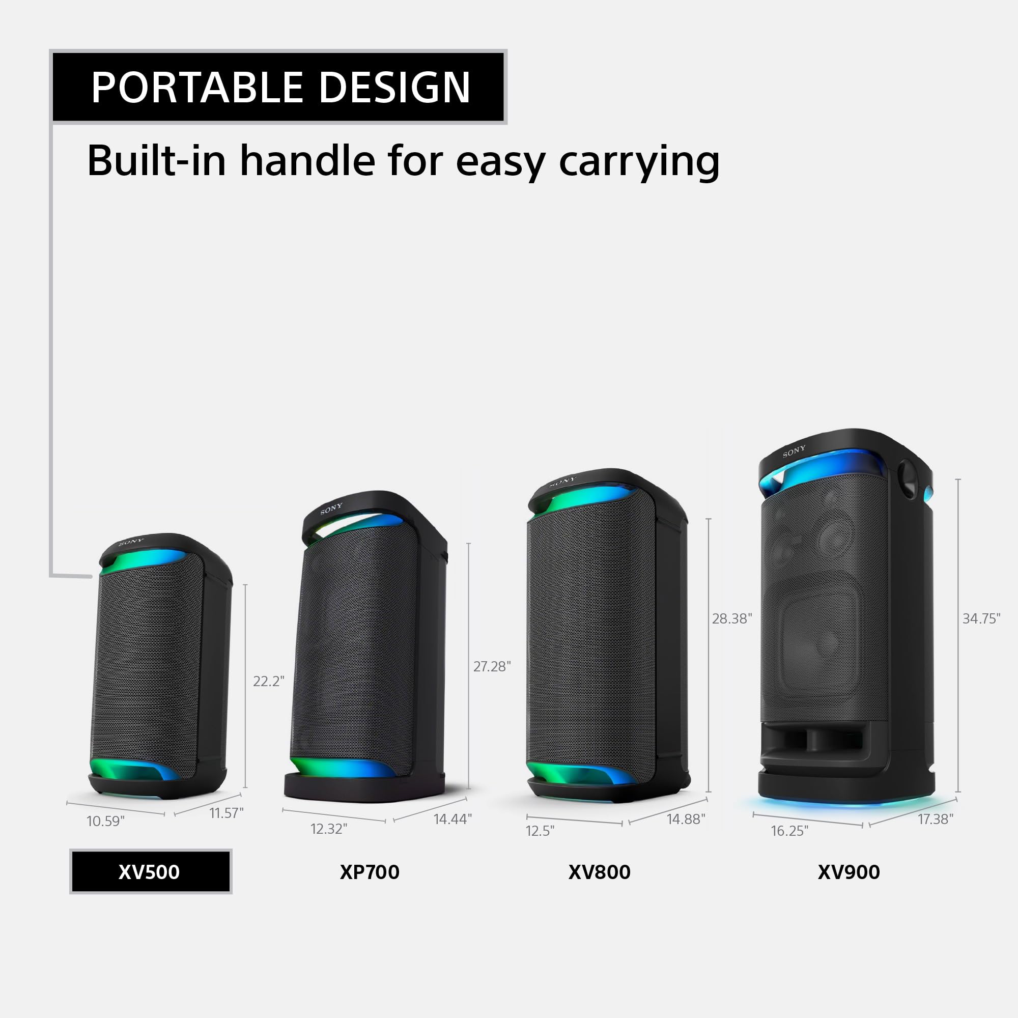 Sony SRS-XV500 Portable Bluetooth Karaoke Party Speaker & Karaoke Machine, 25-Hour Battery, Splash Resistant, Ambient Lights