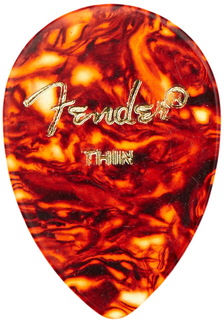 Fender Classic Celluloid Guitar Picks 358 Shape, Tortoise Shell, Thin, 72-Pack
