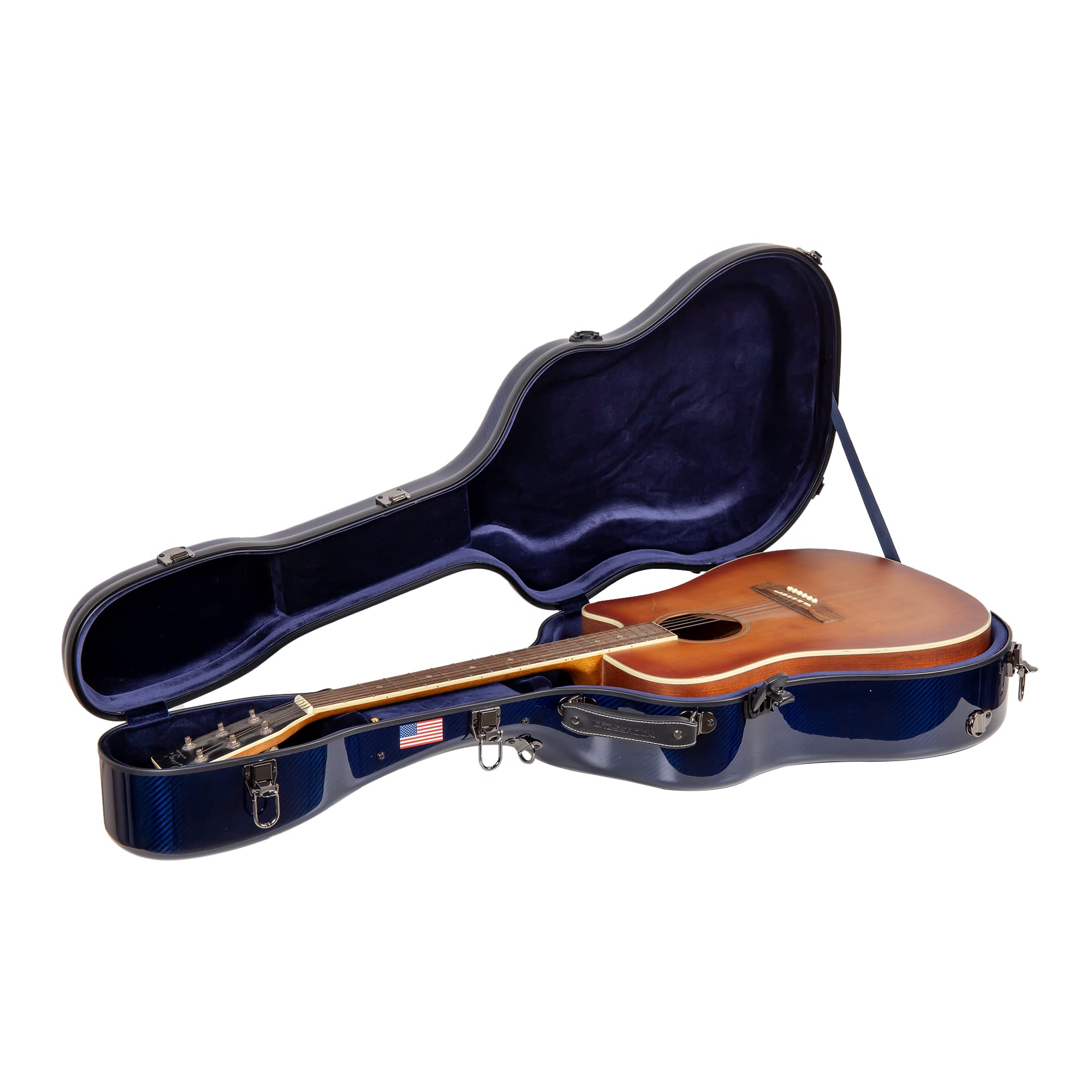 Crossrock Air Carbon Series Dreadnought Acoustic Guitar Case, 100% Carbon Fiber Flight Case With Protective Cover, American Flag