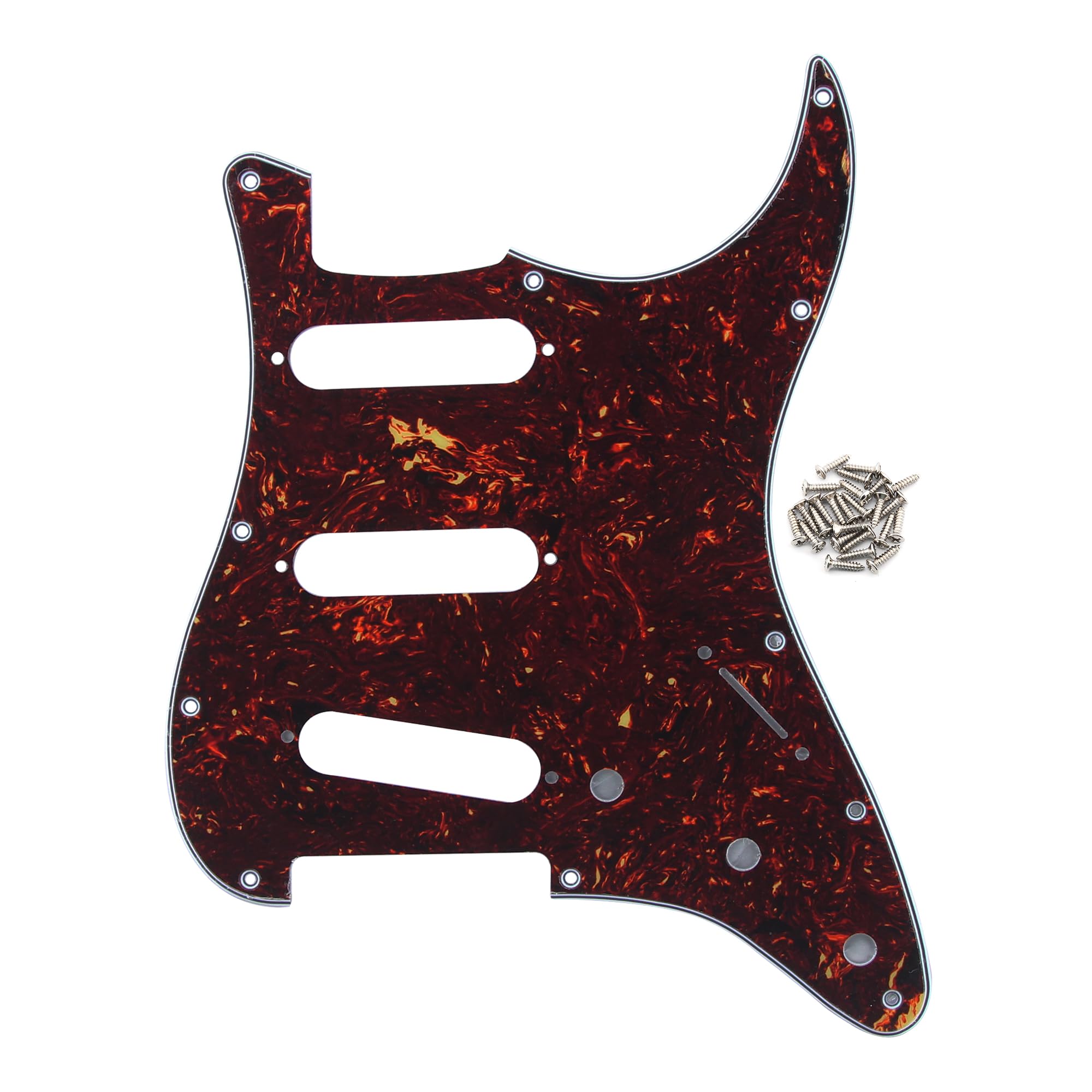 FLEOR 11 Holes ST Style Pickguard SSS Guitar Pickguard Pick Guard Scratchplate with Screws Set,4Ply Brown Tortoise Shell