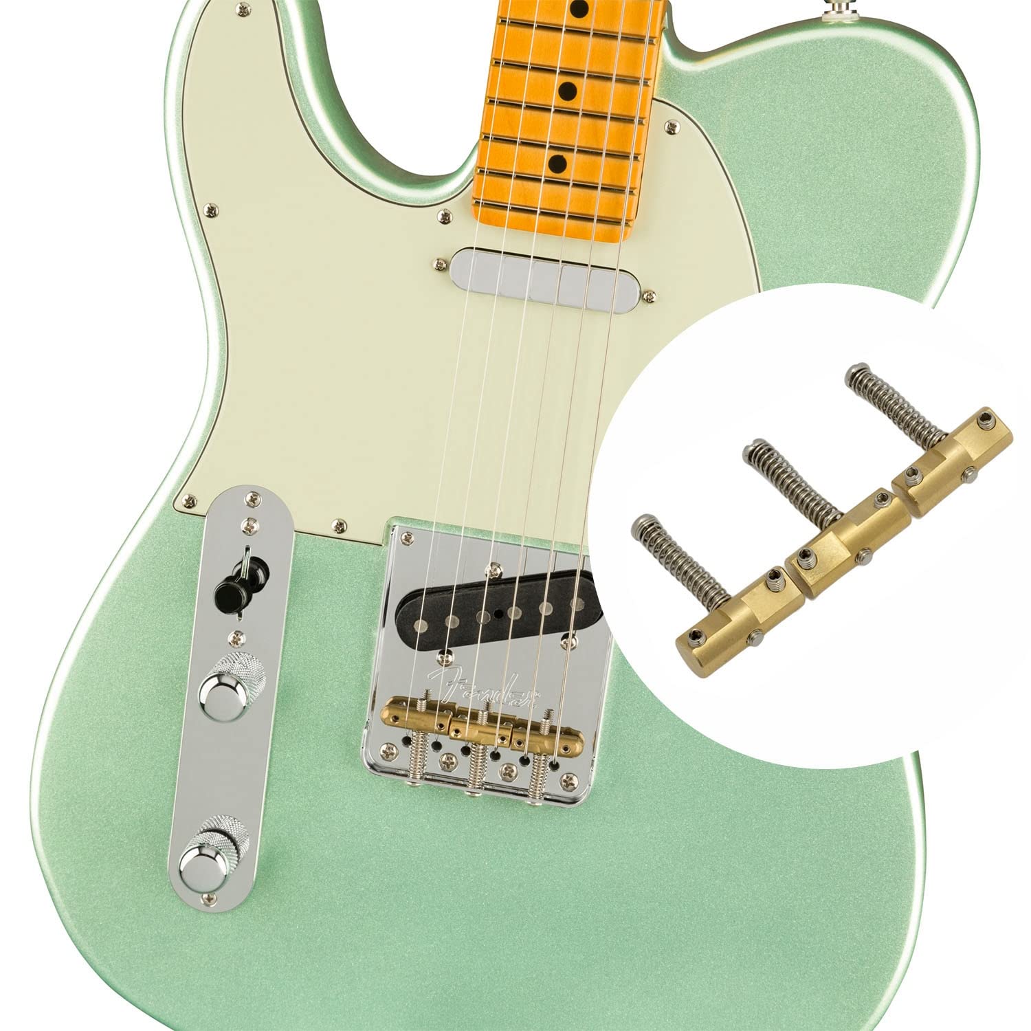 3Pcs WTB 10.8mm Brass Guitar Compensated Telecaster Saddles Set with Wrench for Fender Vintage-style Tele Bridge Electric Guitar