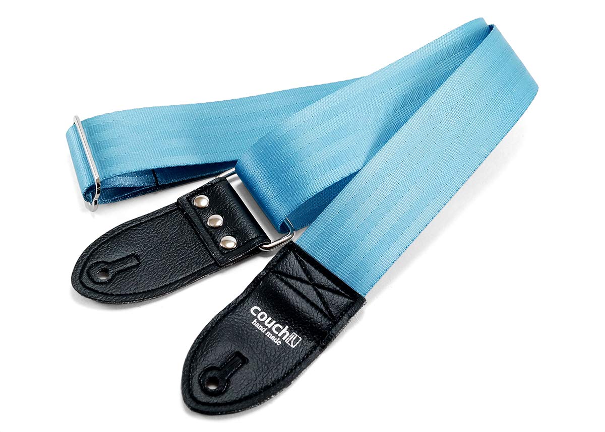 The Original Recycled Seatbelt Guitar Strap Made In Usa By Couch Guitar Straps (Light Blue)